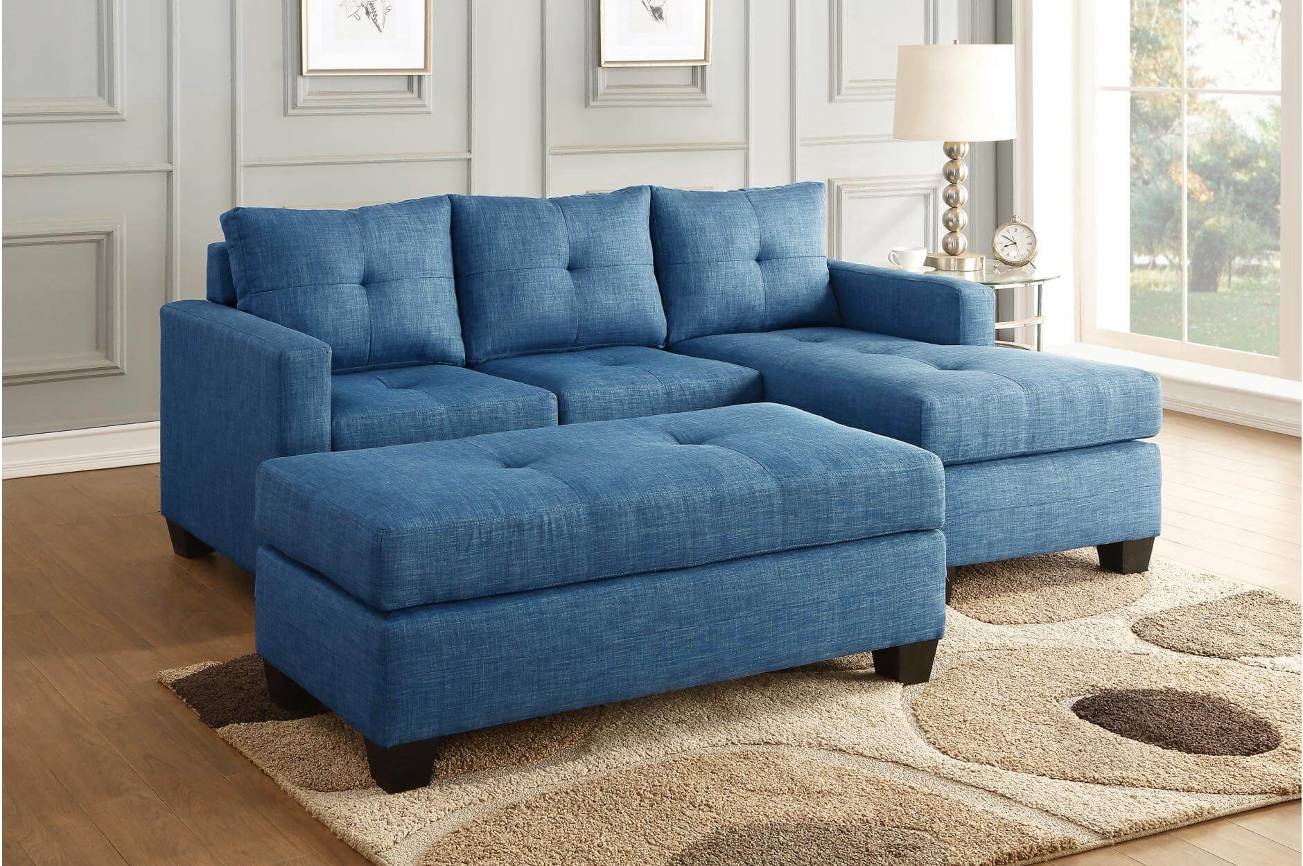 Phelps Polyester Fabric/Wood Sectional Sofa