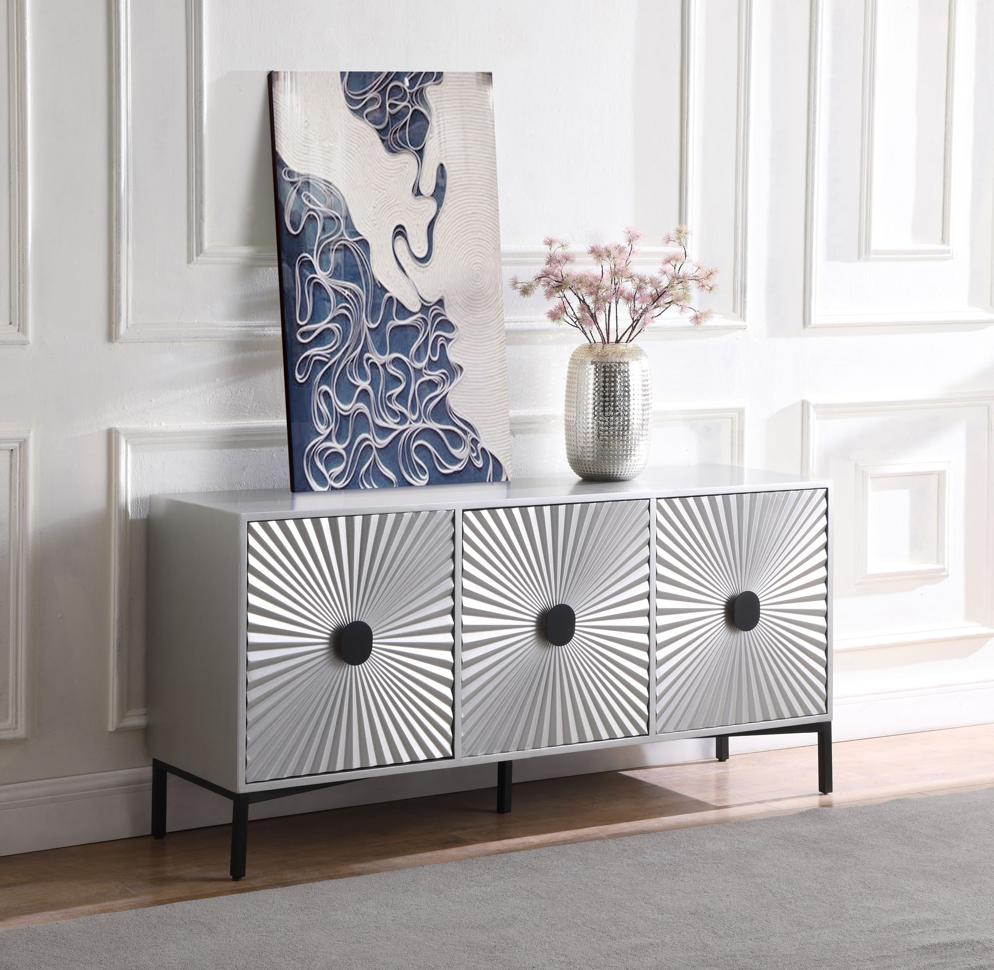 Glitz 3-Door Wood Veneer Sideboard