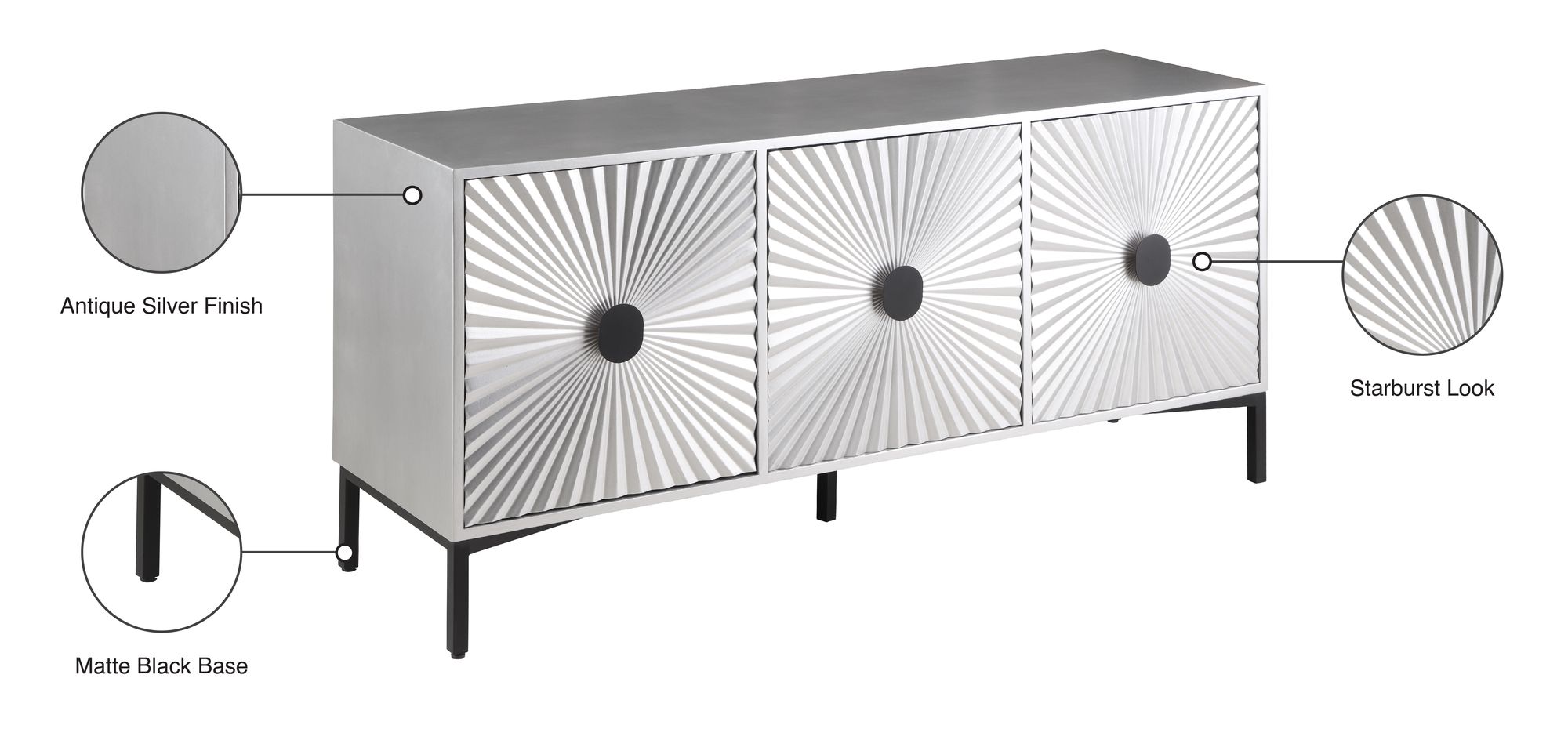 Glitz 3-Door Wood Veneer Sideboard