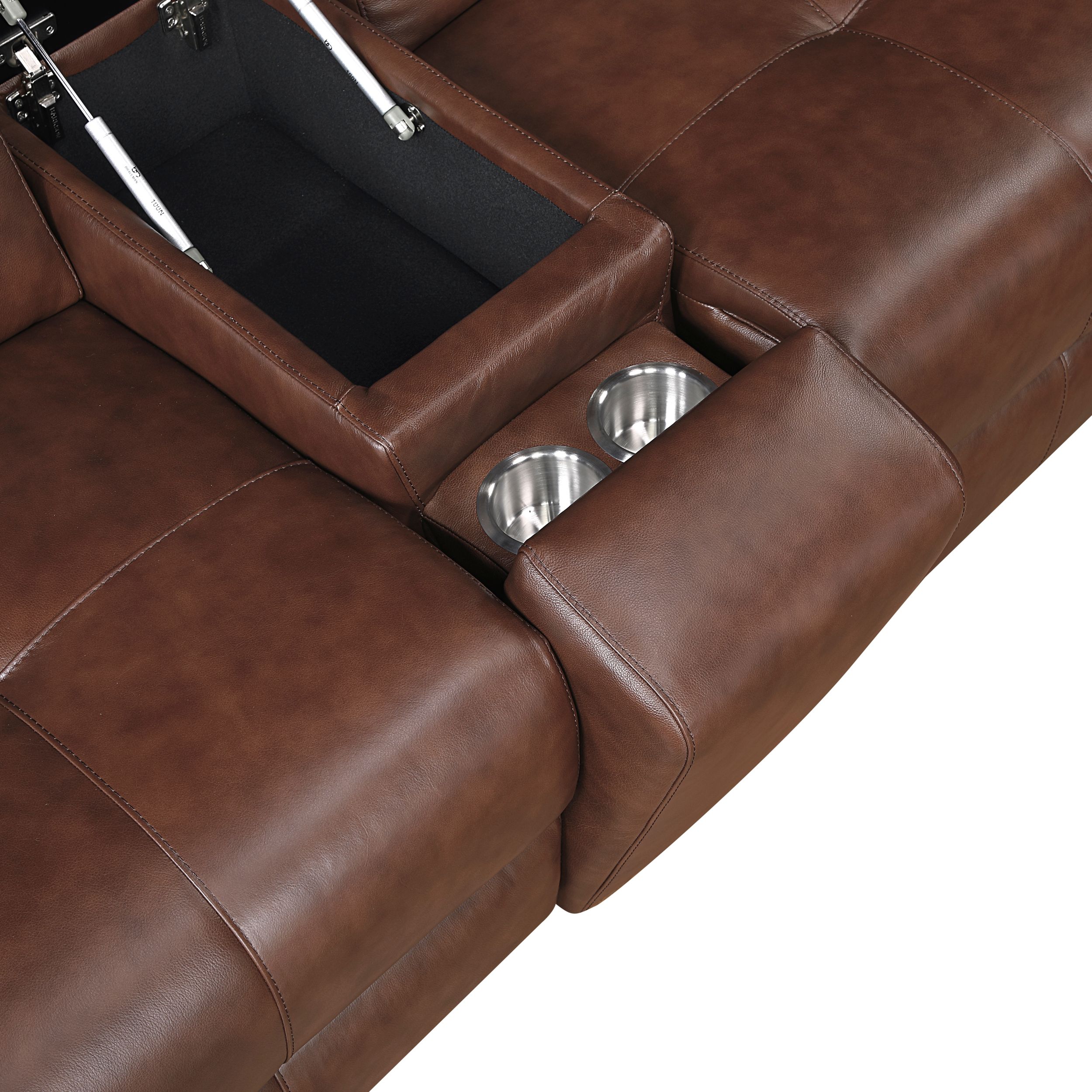 Sutton L-Shaped Leather 6‑Piece Power Reclining Modular Sectional with Power Headrests