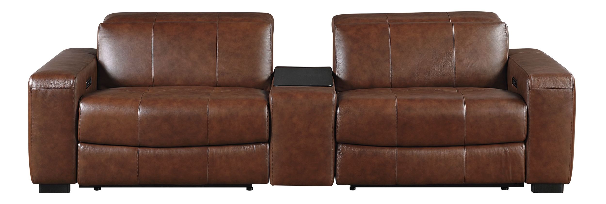 Sutton Leather Power Double Reclining Modular Living Room Set