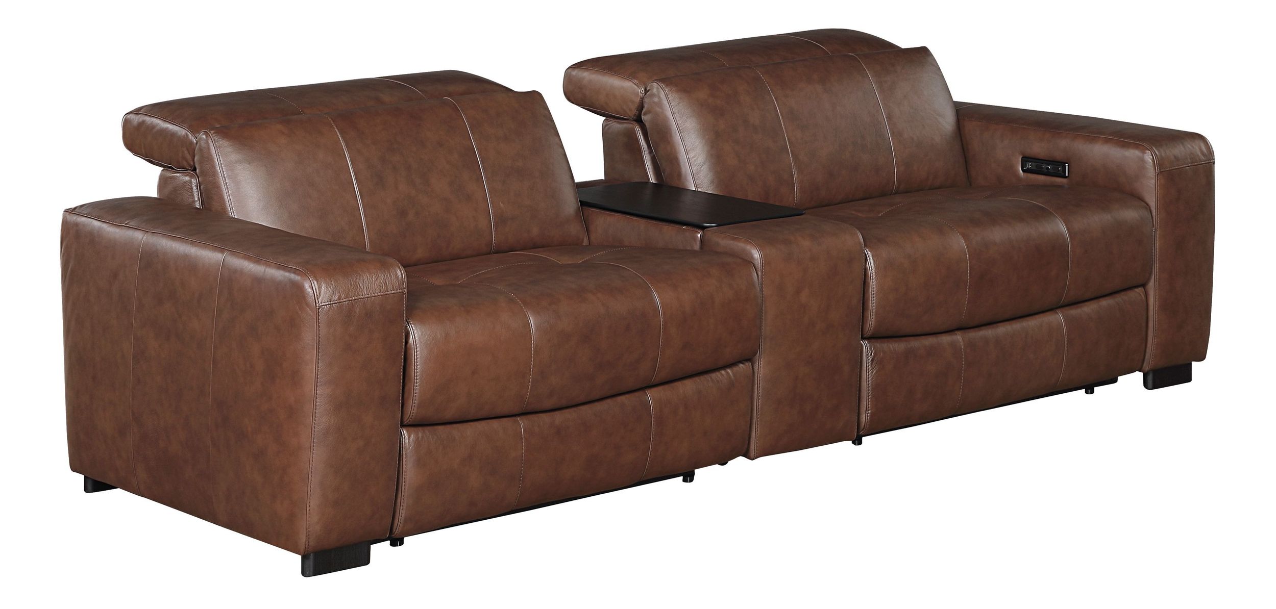 Sutton Leather Power Double Reclining Modular Living Room Set