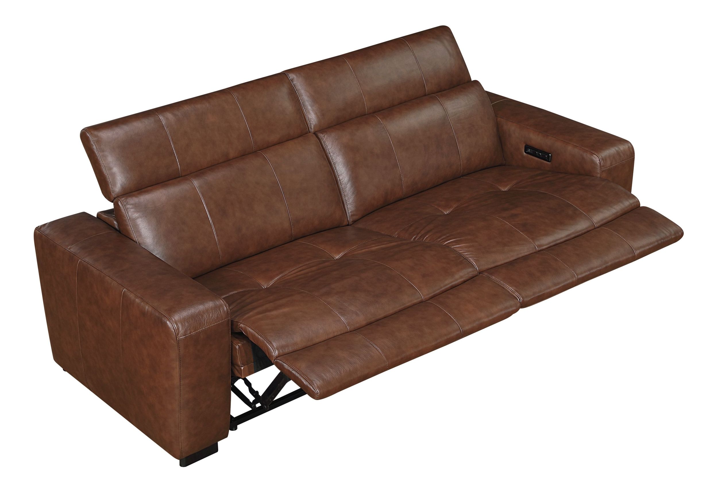 Sutton Leather Power Double Reclining Modular Loveseat with Power Headrests