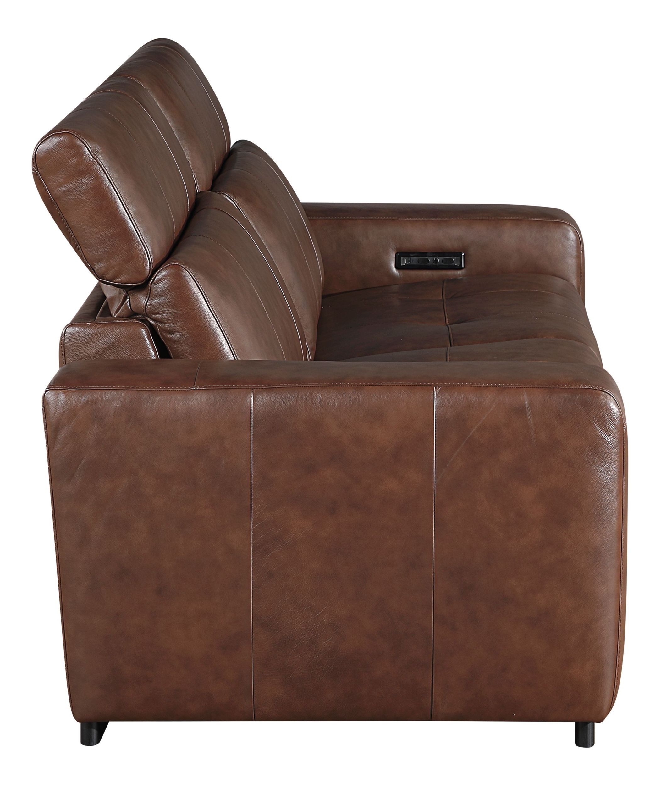 Sutton Leather Power Double Reclining Modular Loveseat with Power Headrests