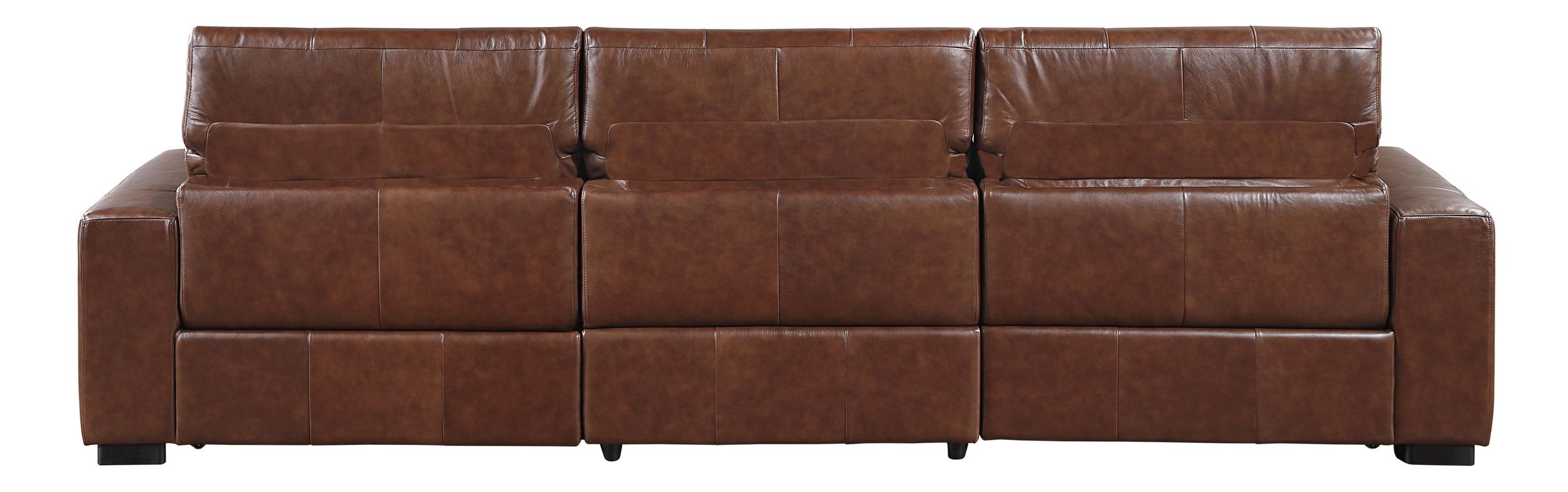 Sutton Leather Power Double Reclining Modular Sofa with Power Headrests