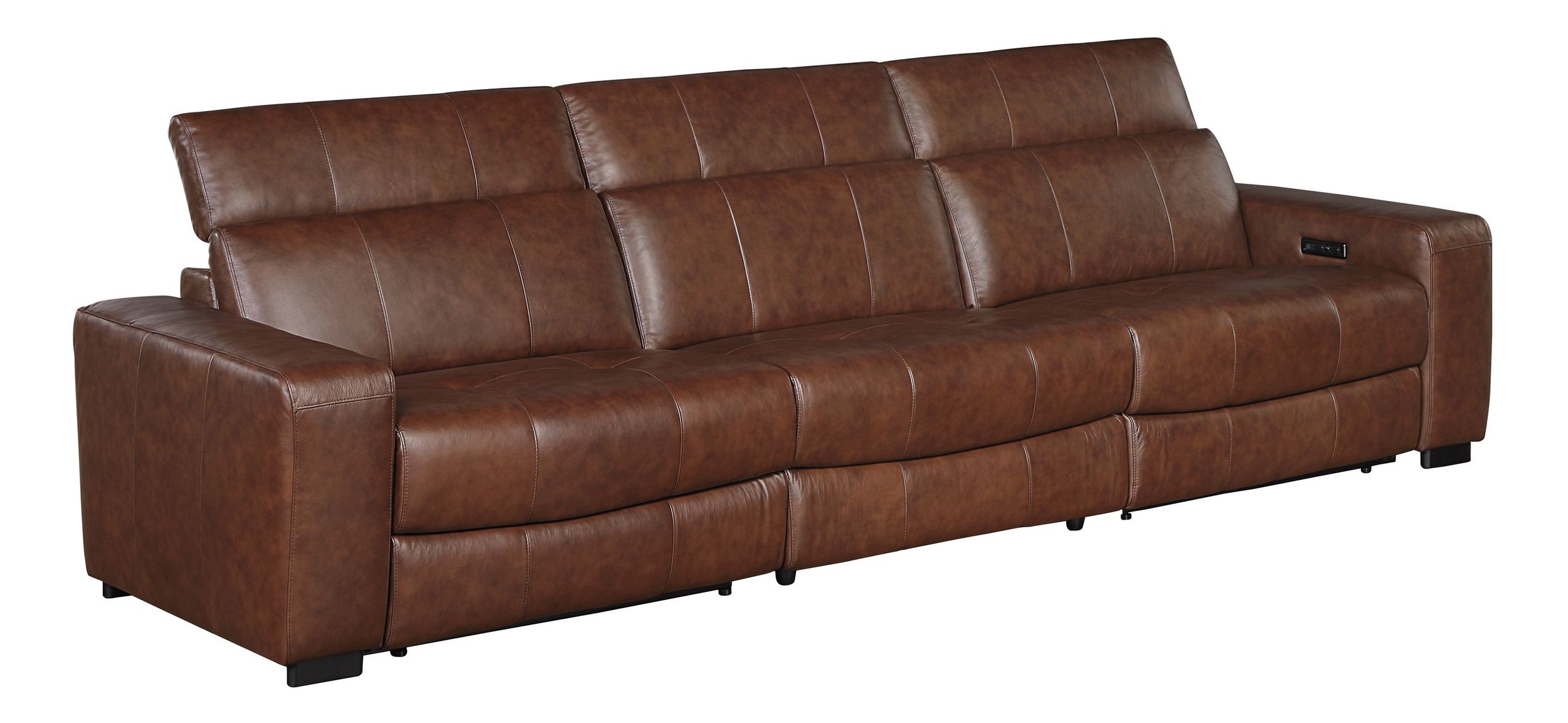 Sutton Leather Power Double Reclining Modular Sofa with Power Headrests