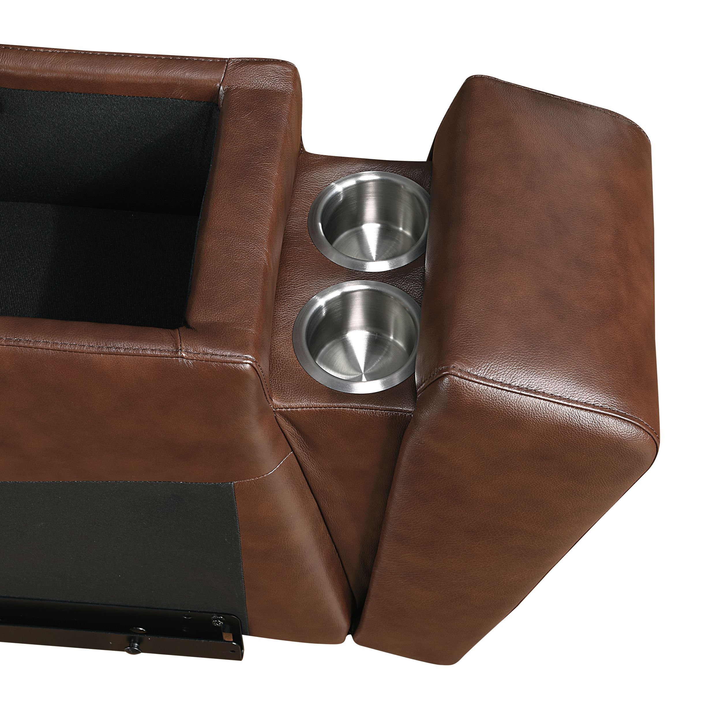 Sutton Leather Power Double Reclining Modular Loveseat with Power Headrests
