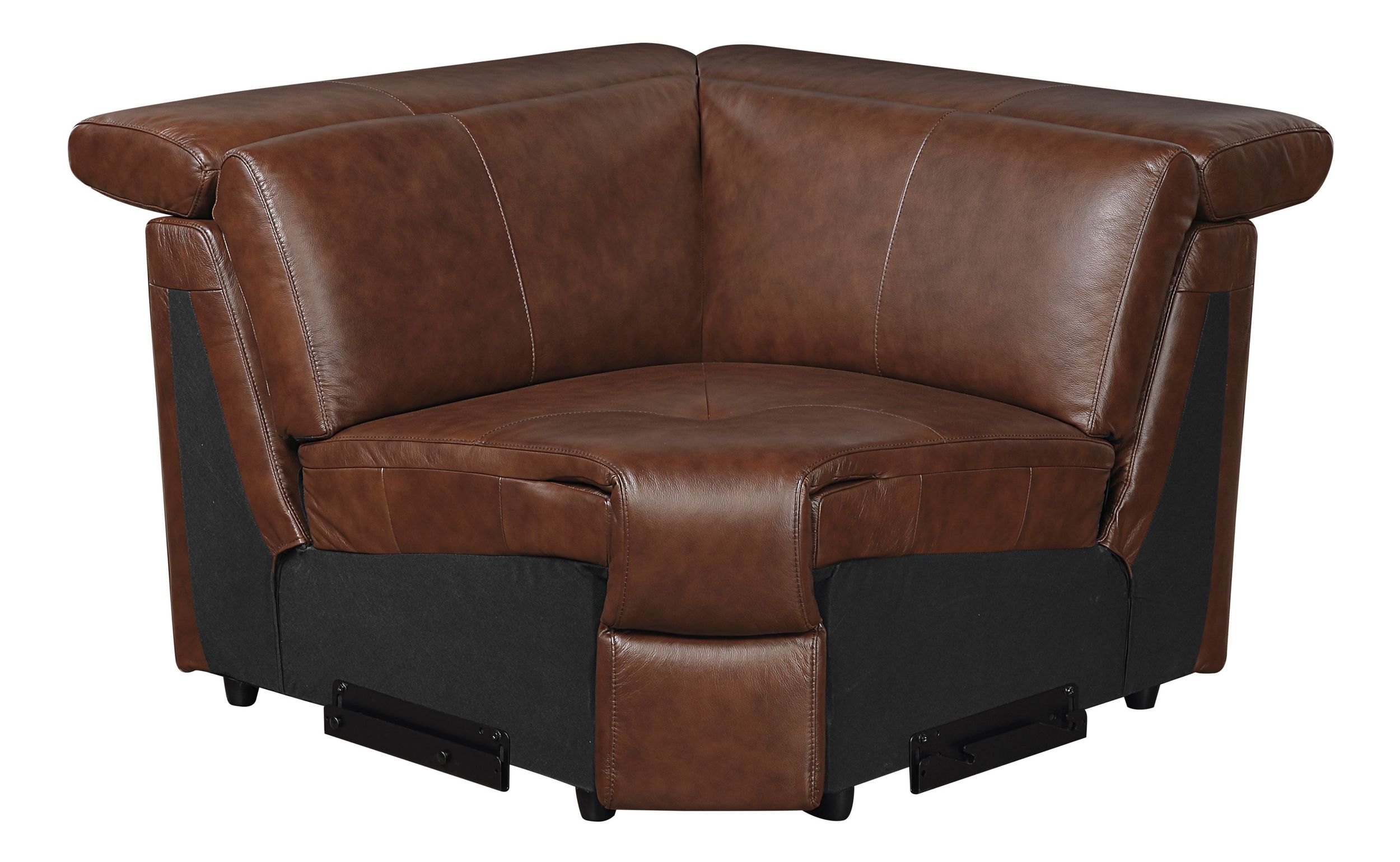 Sutton Leather Power Double Reclining Modular Loveseat with Power Headrests