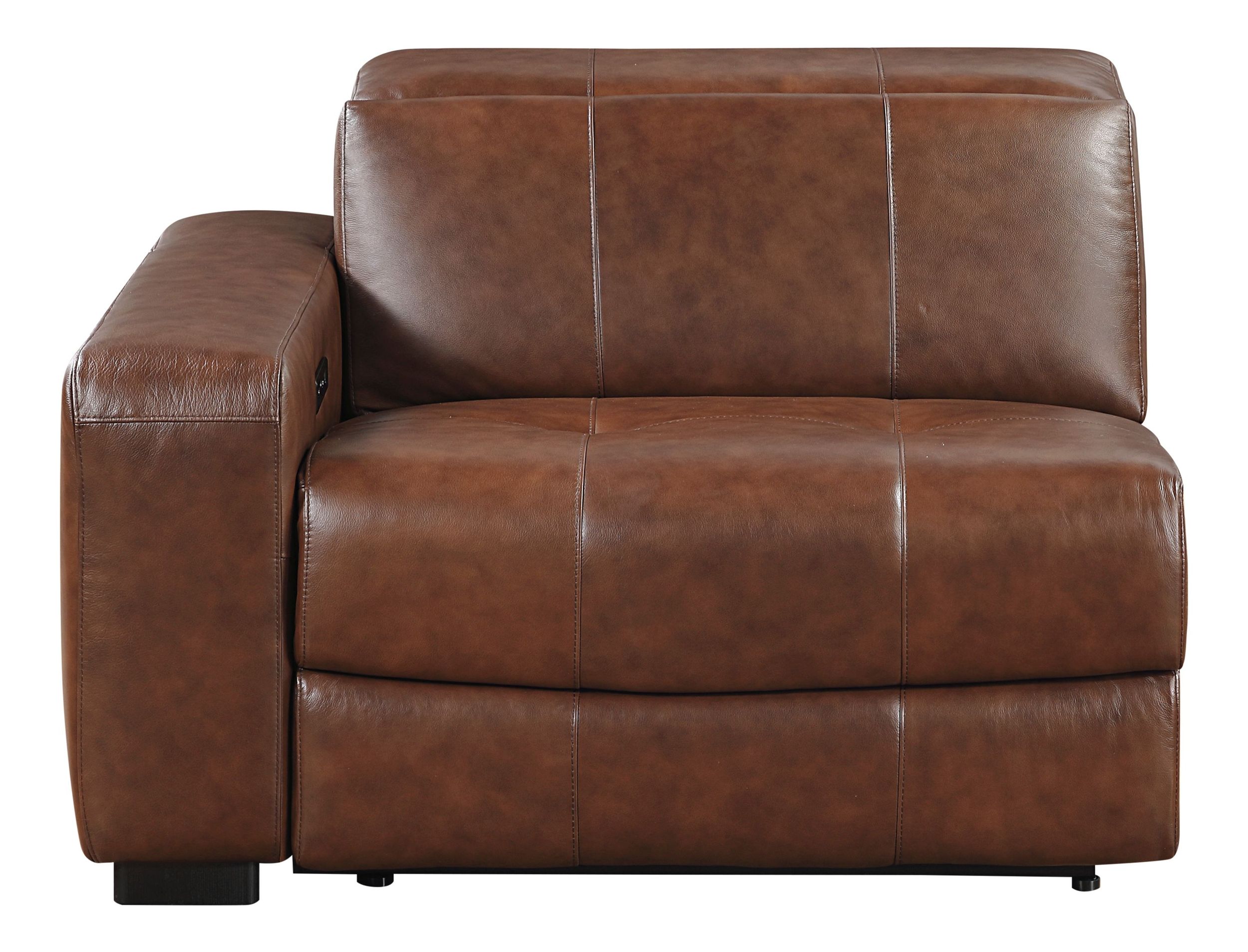 Sutton Leather Power Double Reclining Modular Loveseat with Power Headrests