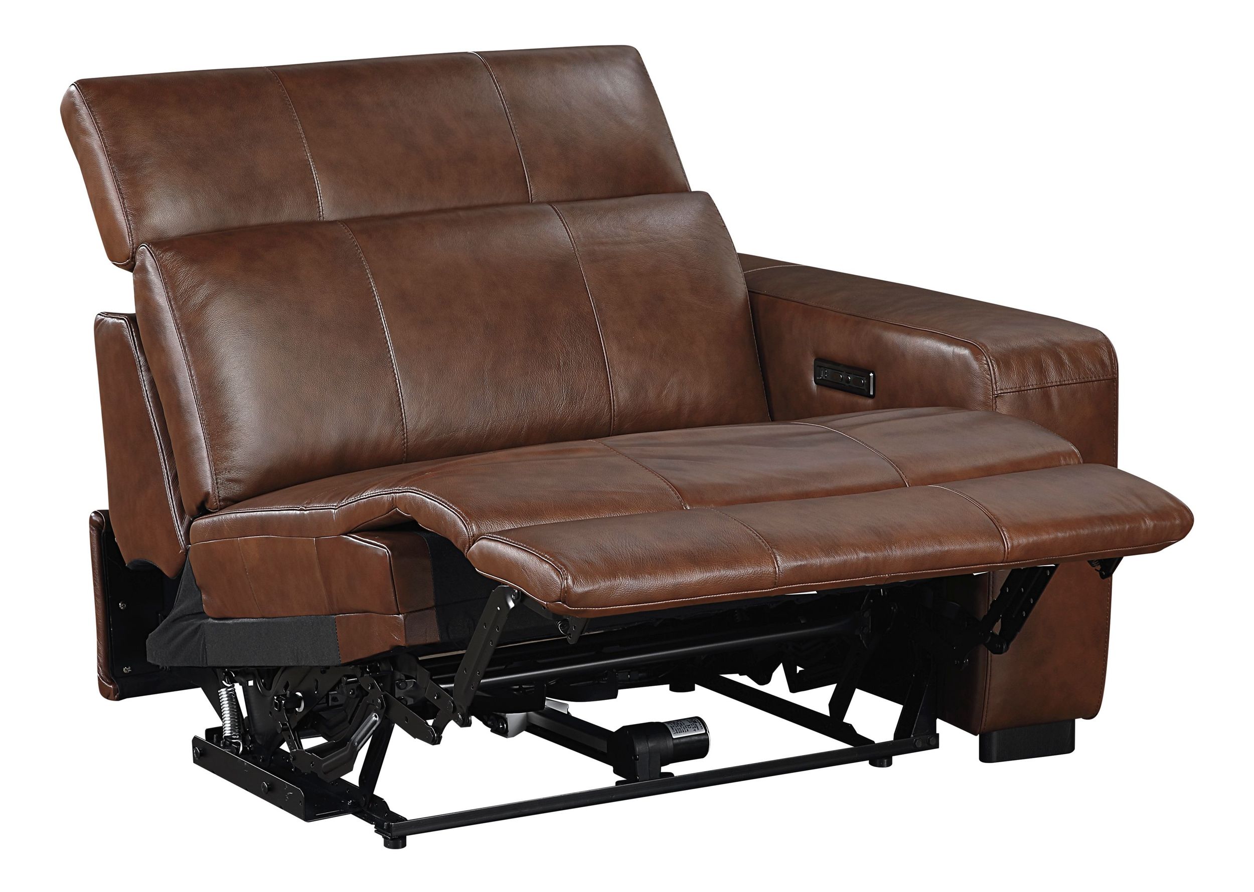 Sutton Leather Power Double Reclining Modular Loveseat with Console & Power Headrests