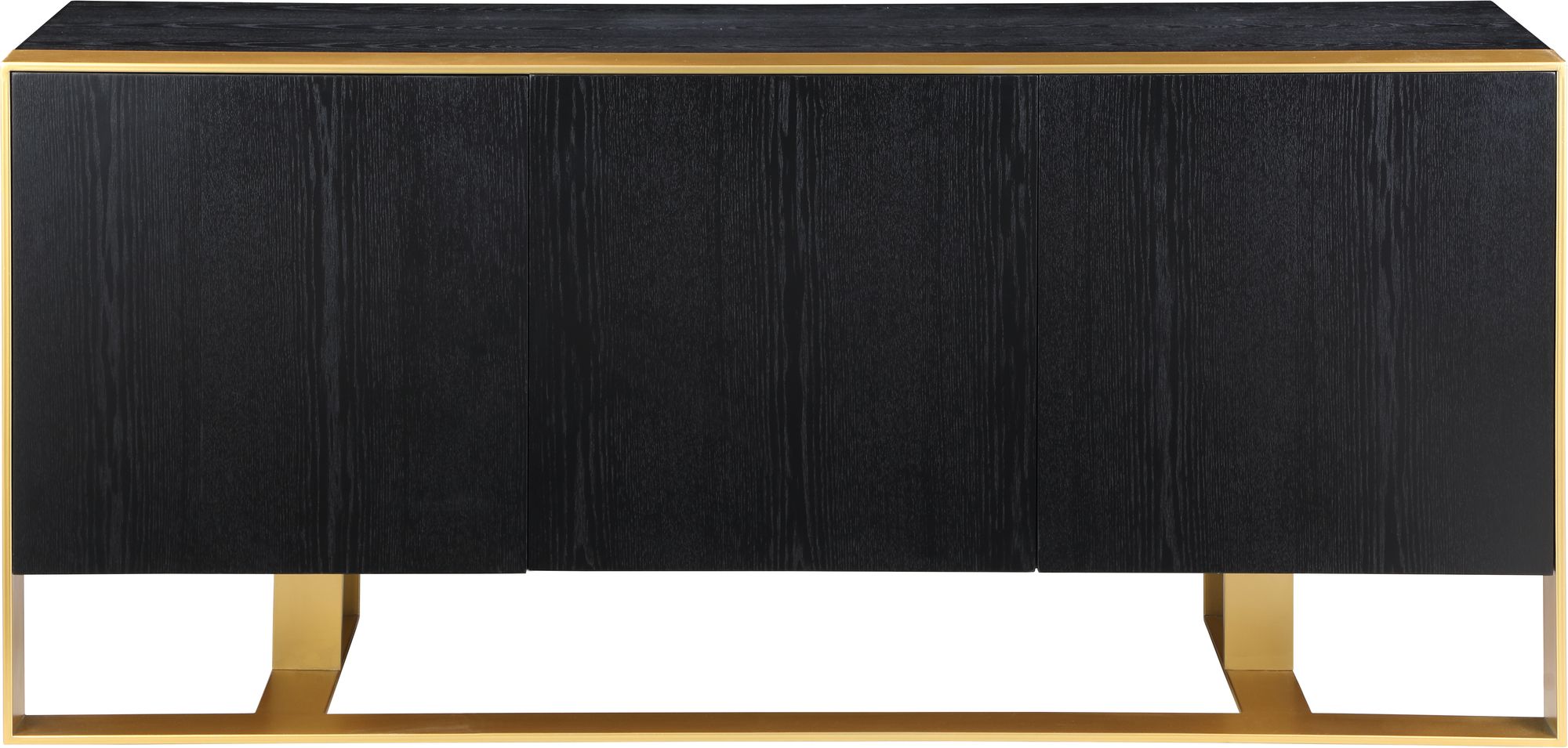 Sherwood 3-Door Oak Wood Veneer Sideboard with Brushed Gold Iron Base
