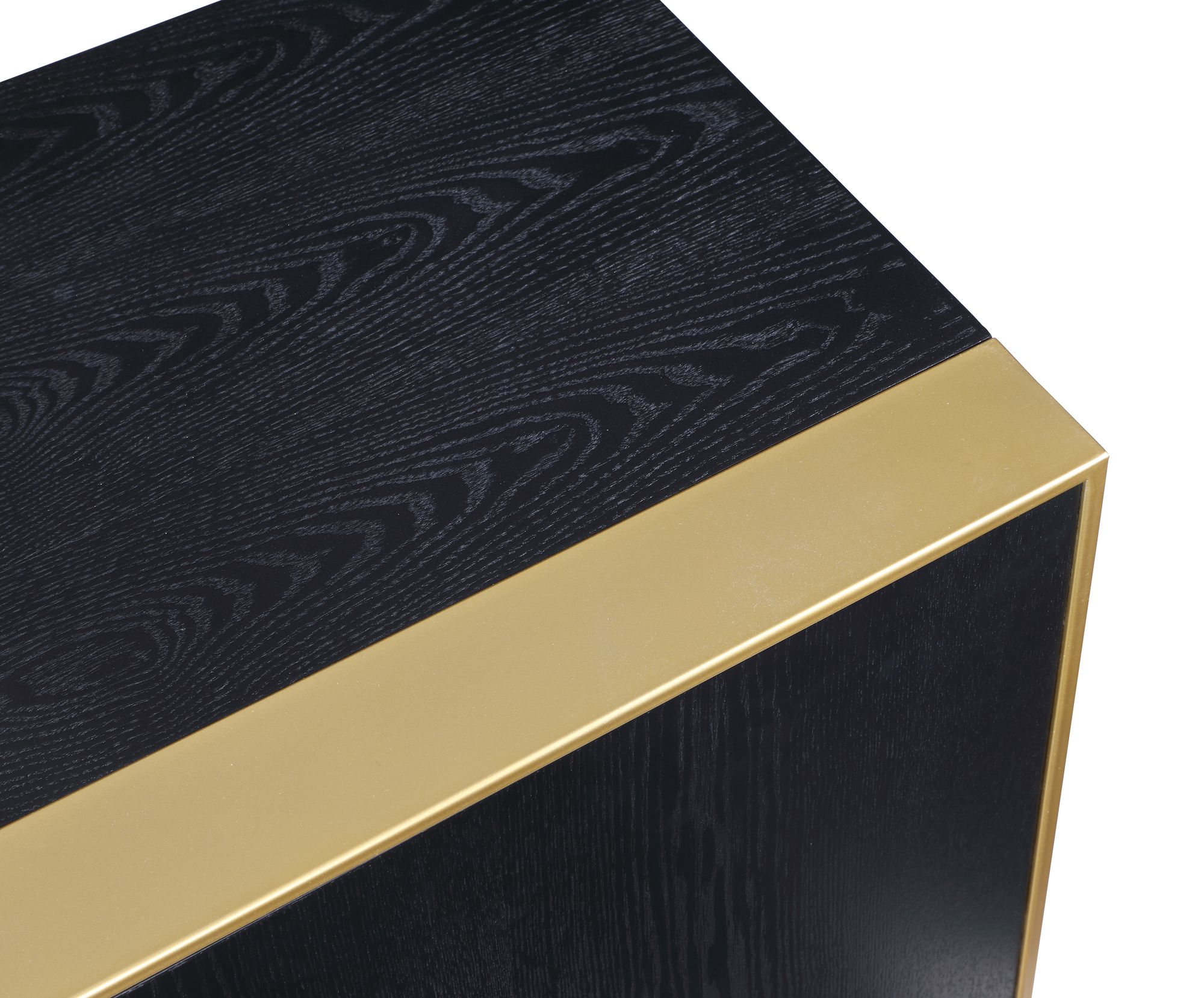 Sherwood 3-Door Oak Wood Veneer Sideboard with Brushed Gold Iron Base