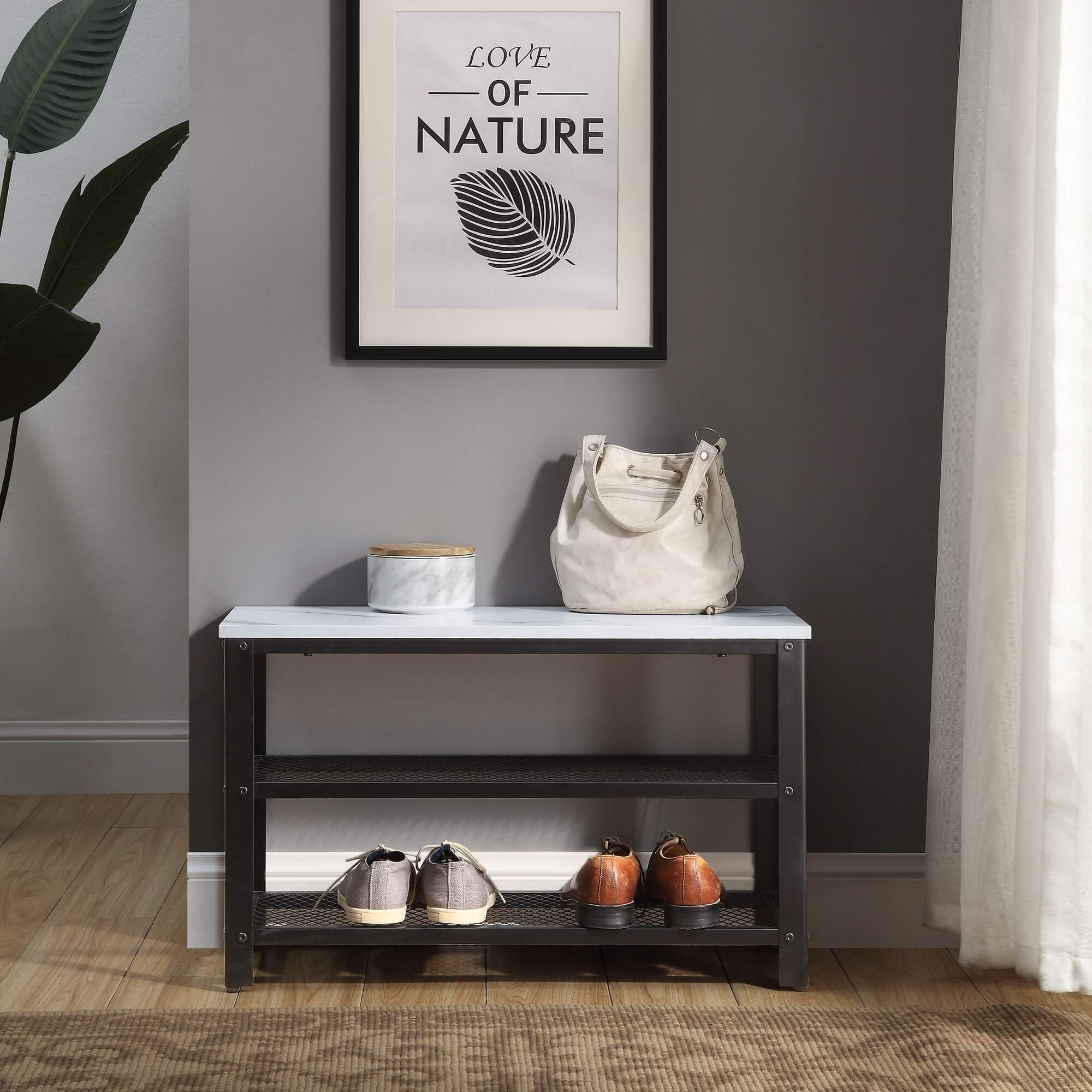 Taurus Wood Veneer/Metal Shoe Cabinet