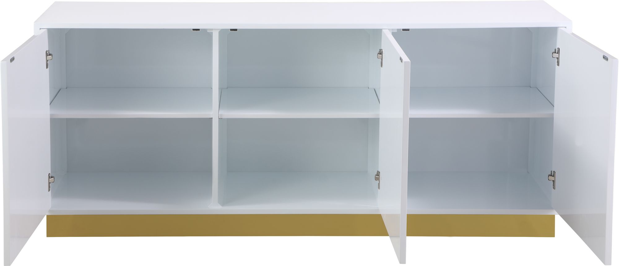 Cosmopolitan 3-Door Wood Veneer Lacquer Sideboard with Gold Stainless Steel Base & Handles