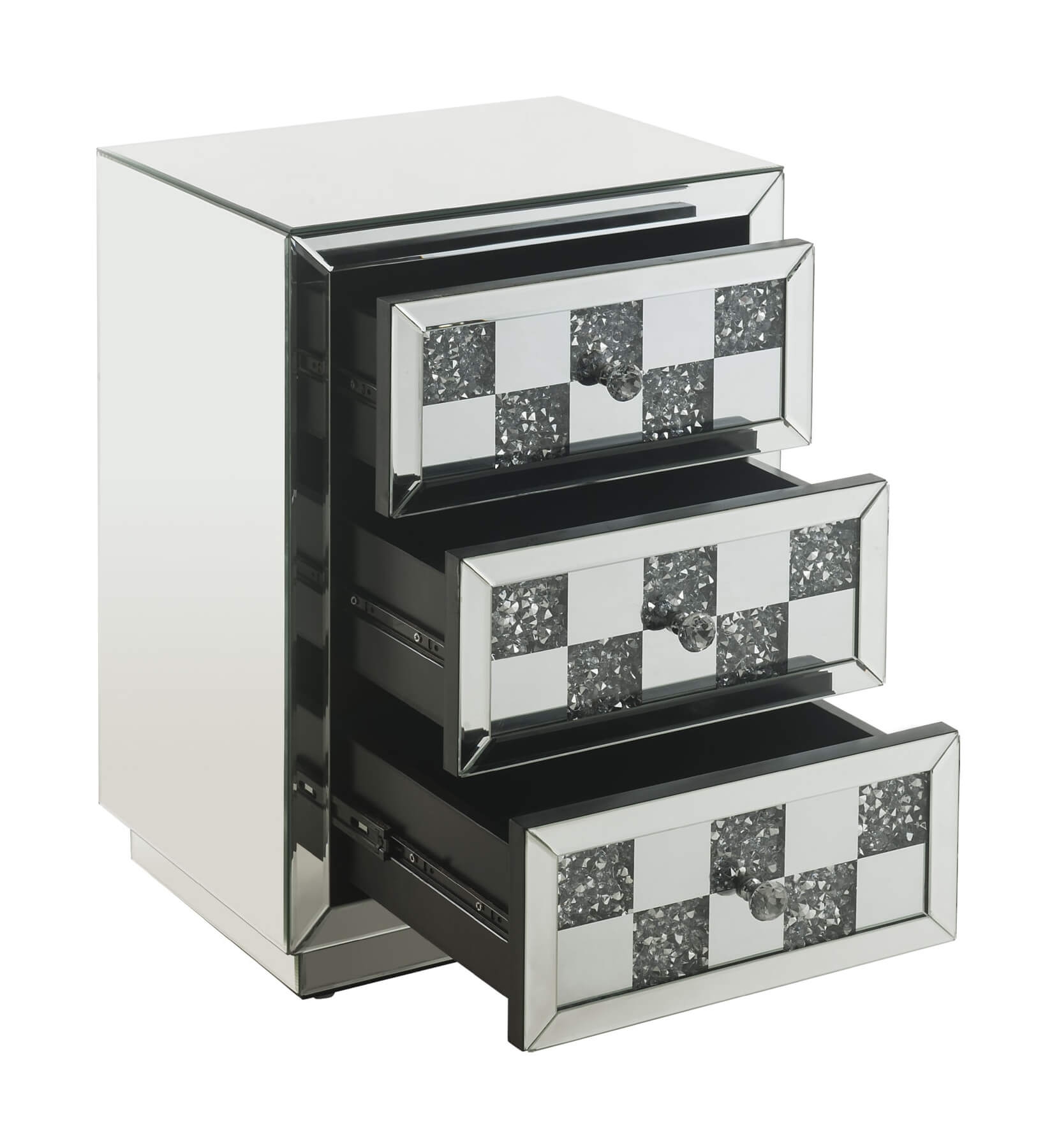 Noralie 97930 Mirrored/Faux Diamonds Accent Table/Nightstand