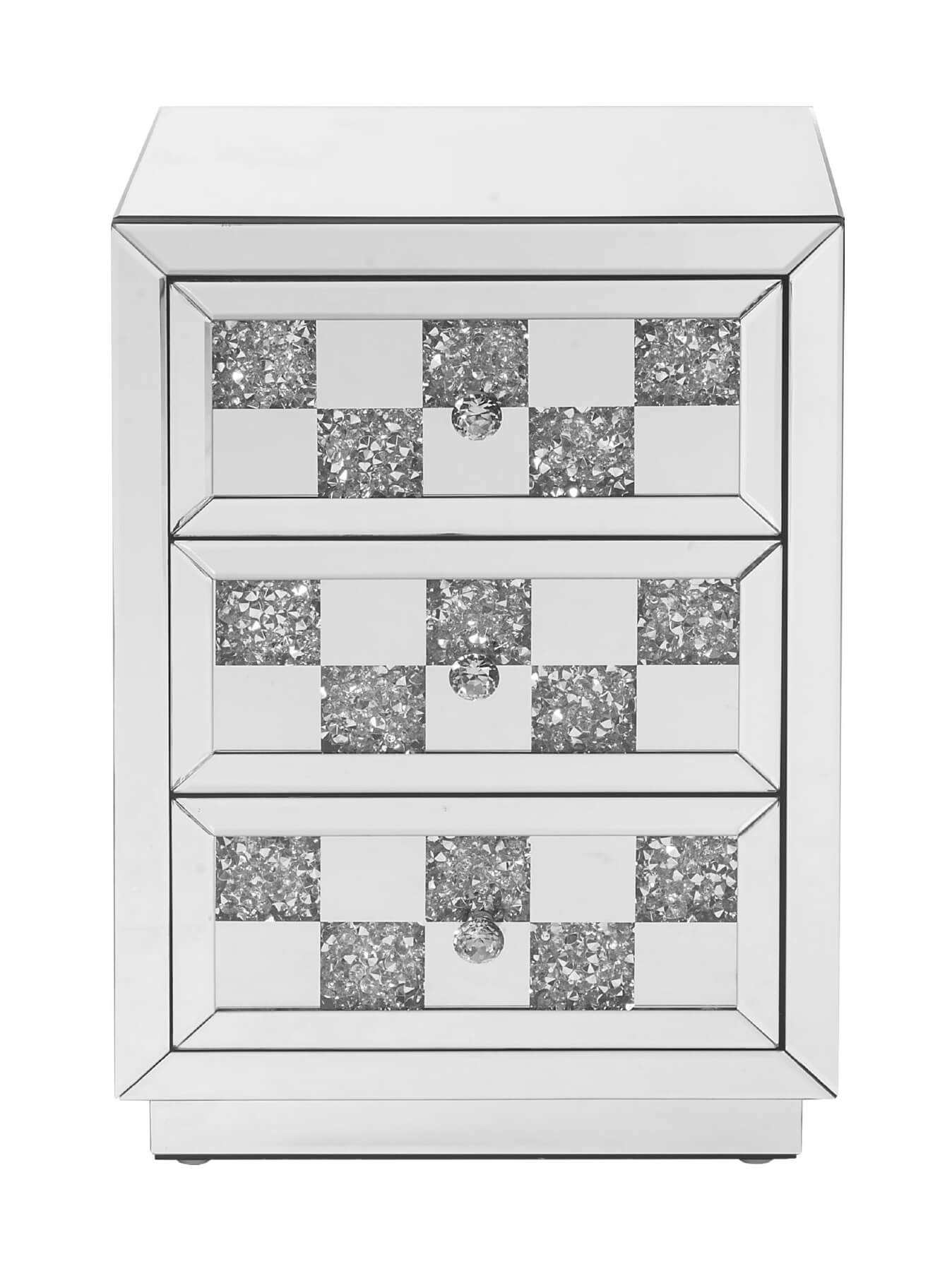 Noralie 97930 Mirrored/Faux Diamonds Accent Table/Nightstand