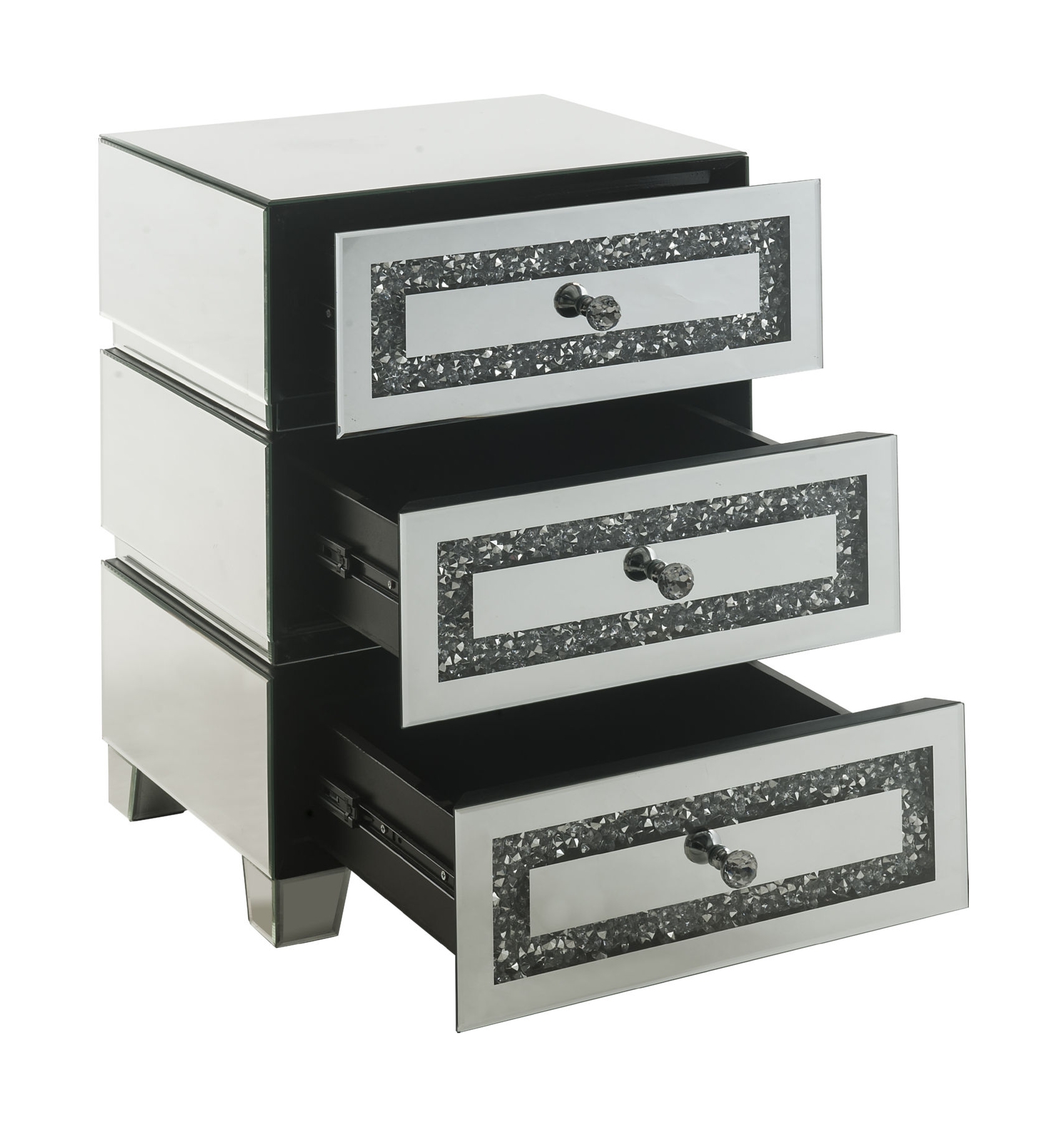 Noralie 97931 Mirrored/Faux Diamonds Accent Table/Nightstand