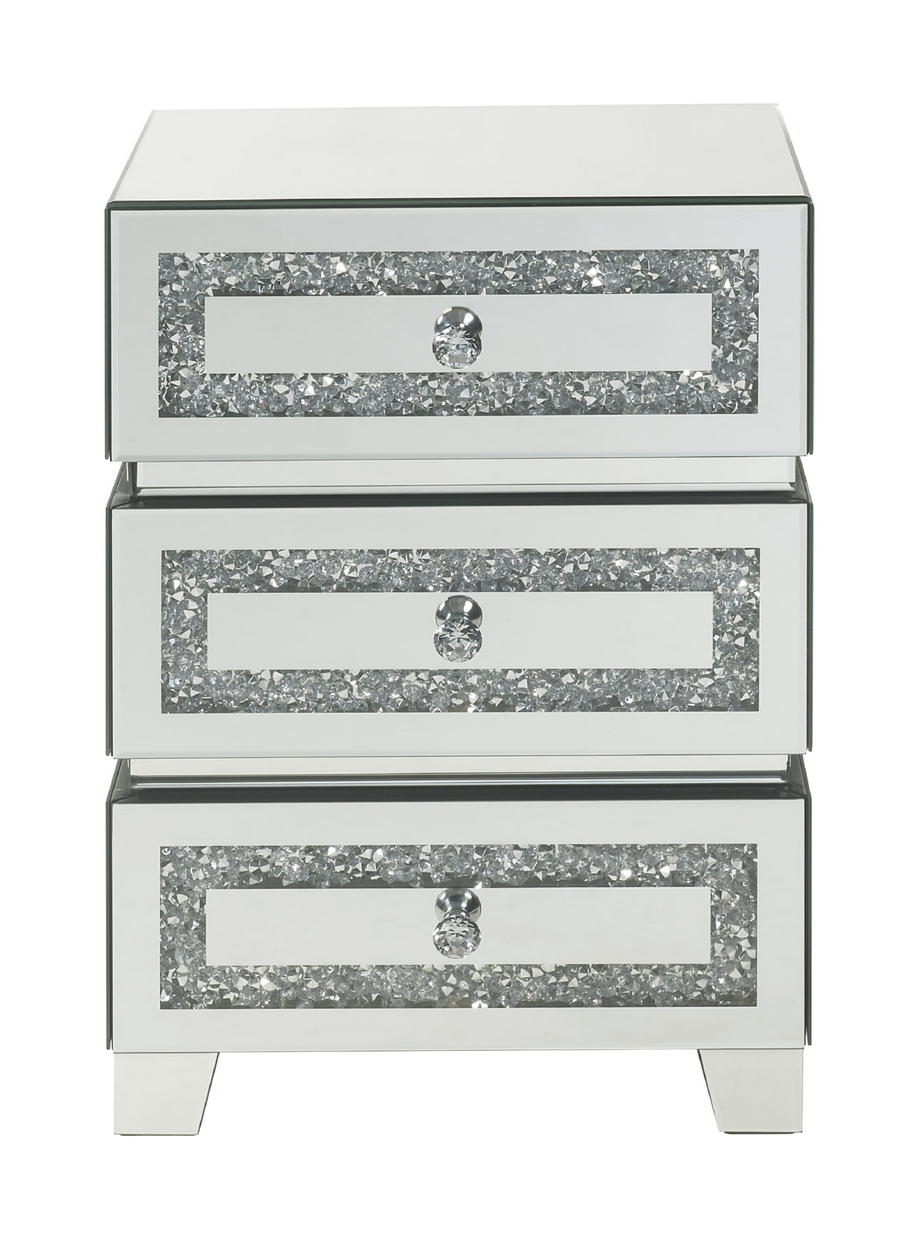Noralie 97931 Mirrored/Faux Diamonds Accent Table/Nightstand