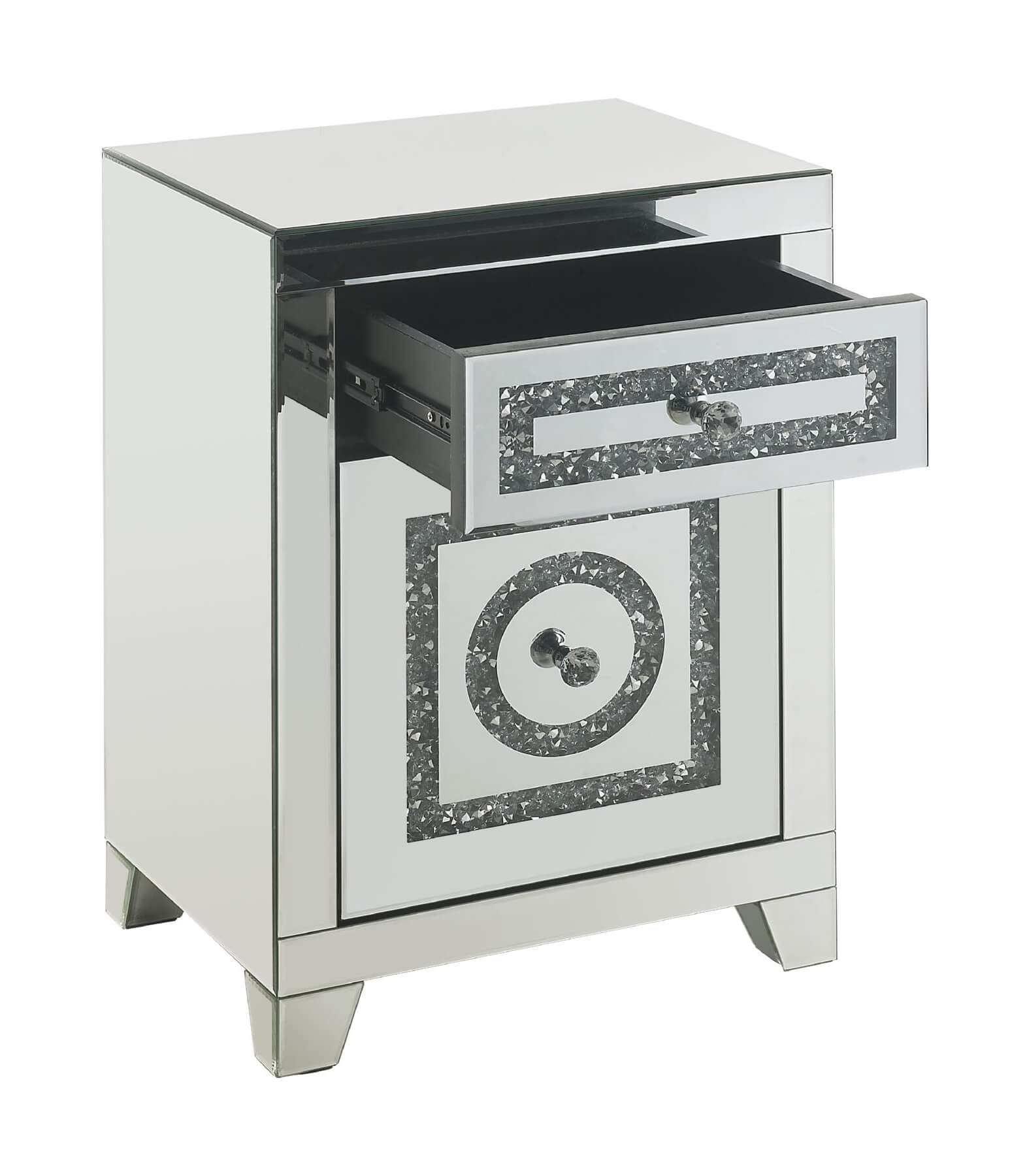 Noralie 97934 Mirrored/Faux Diamonds Accent Table/Nightstand