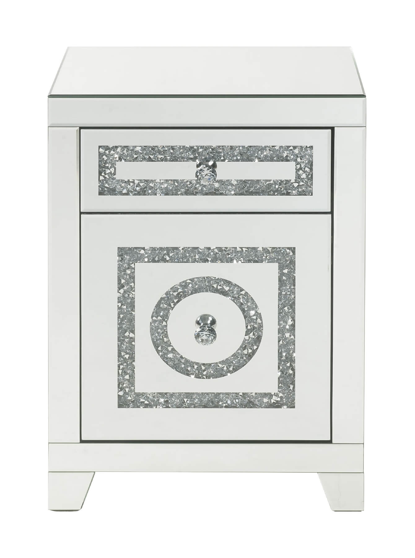Noralie 97934 Mirrored/Faux Diamonds Accent Table/Nightstand