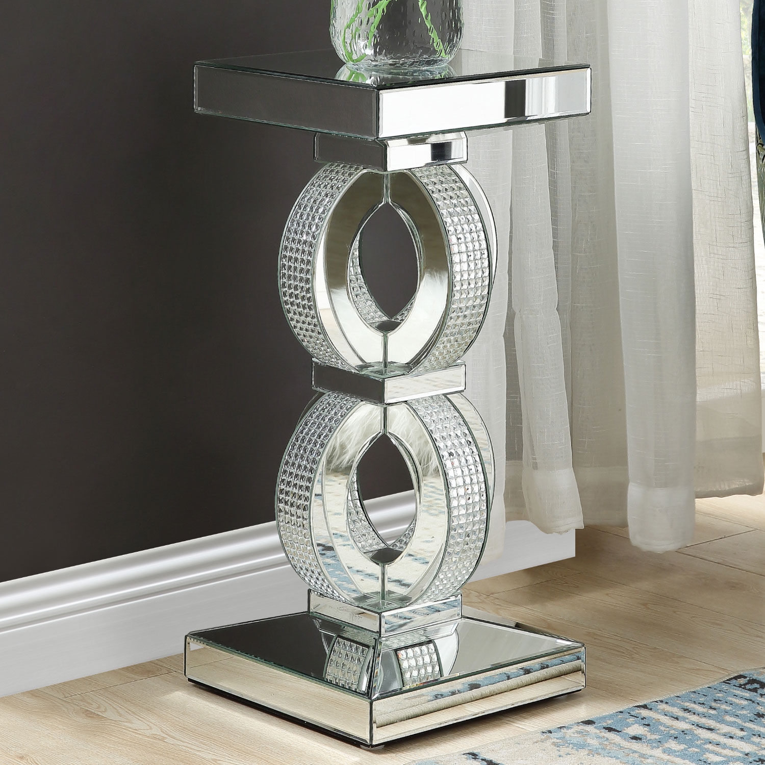 Ornat 97937 Mirrored/Faux Crystals Accent Table