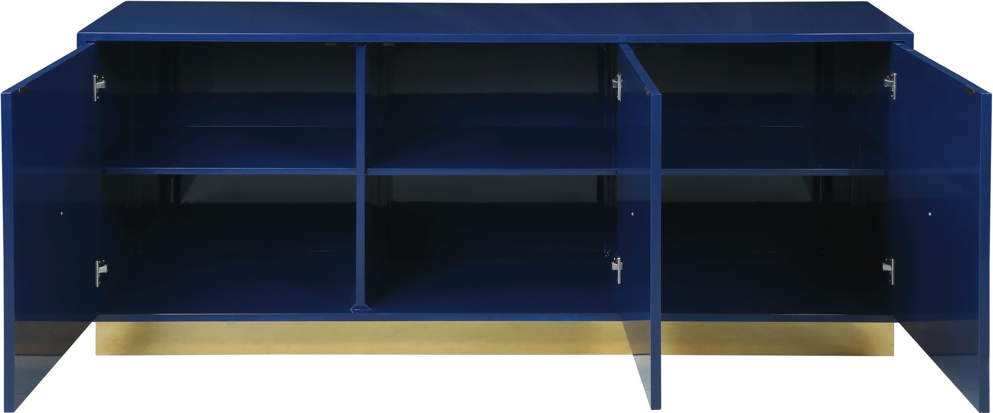 Cosmopolitan 3-Door Wood Veneer Lacquer Sideboard with Gold Stainless Steel Base & Handles
