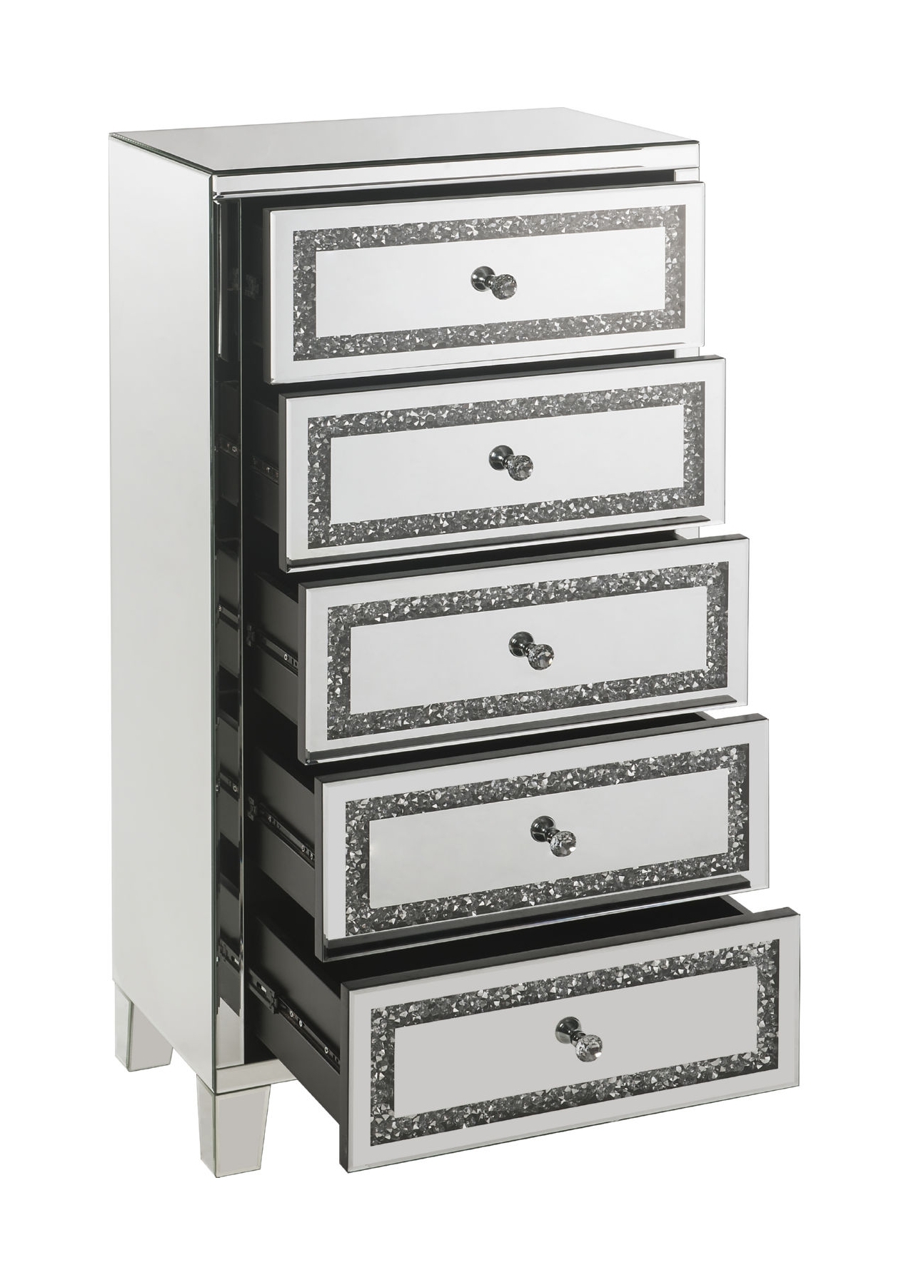Noor 97945 Mirrored/Faux Diamonds Cabinet/Chest