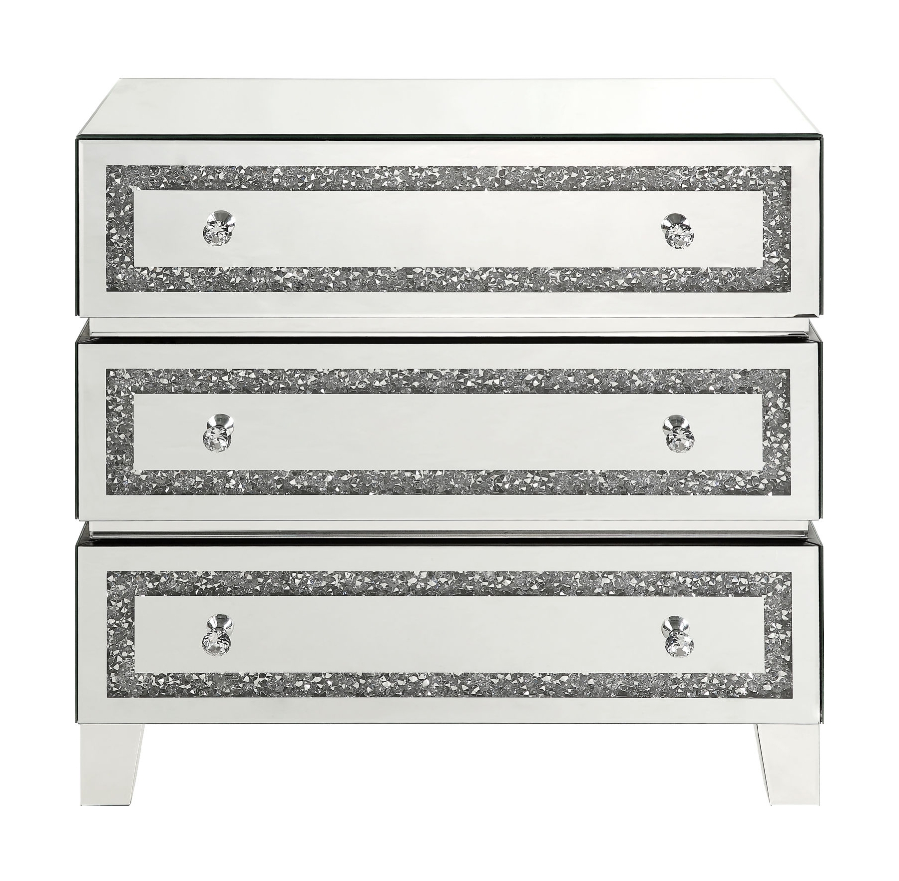 Noor Mirrored/Faux Diamonds Cabinet w/3 Drawers
