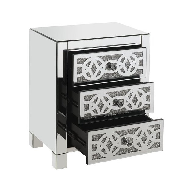 Noralie 97947 Mirrored/Faux Diamonds Accent Table/Nightstand