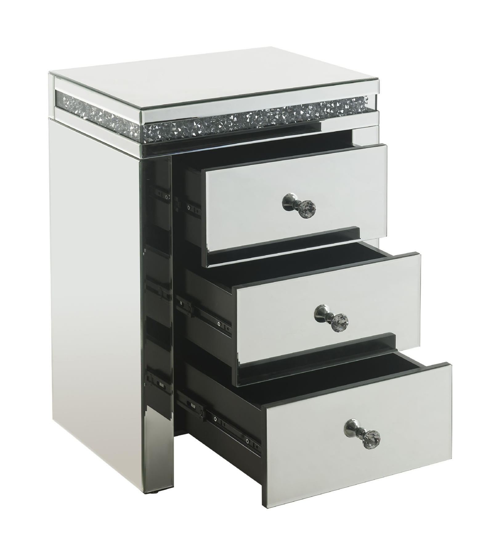 Noralie 97954 Mirrored/Faux Diamonds Accent Table/Nightstand