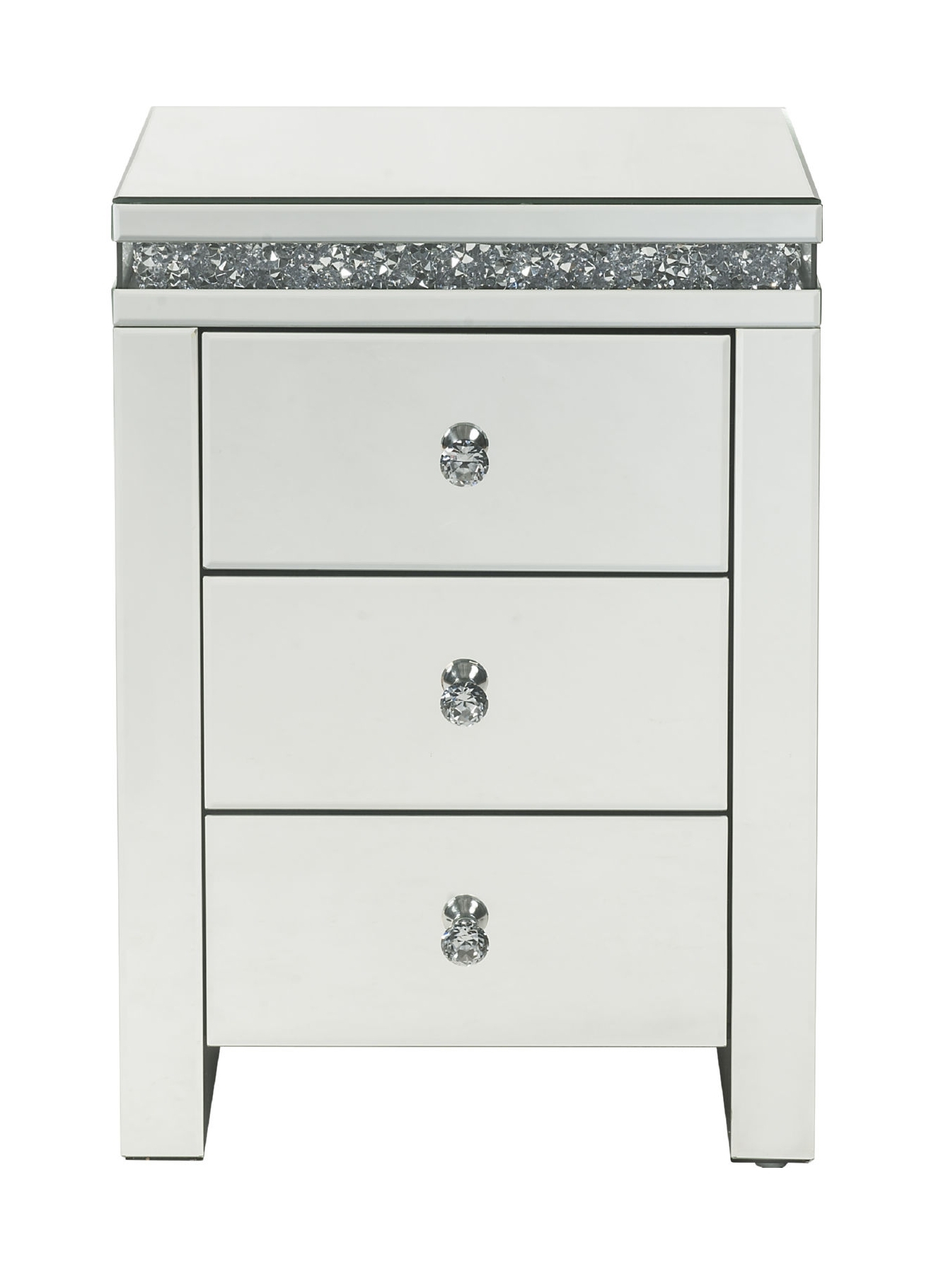 Noralie 97954 Mirrored/Faux Diamonds Accent Table/Nightstand