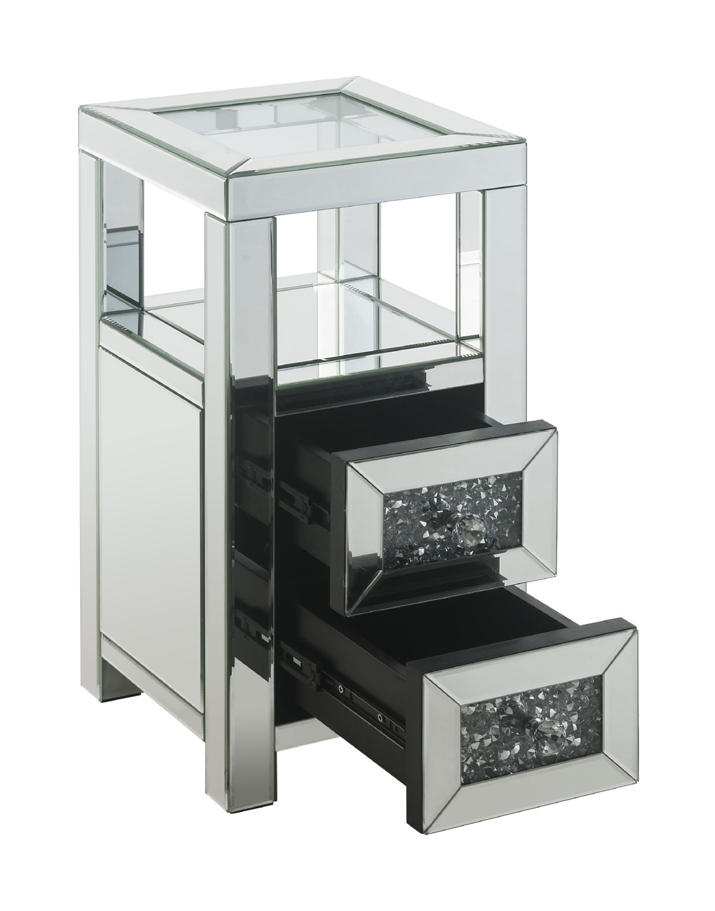 Noralie 97956 Mirrored/Faux Diamonds Accent Table