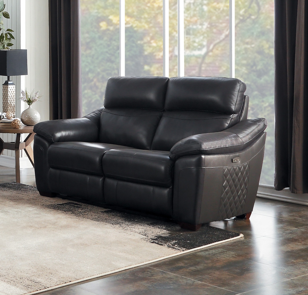 Renzo Leather/Bi-Cast Vinyl Power Double Reclining Loveseat