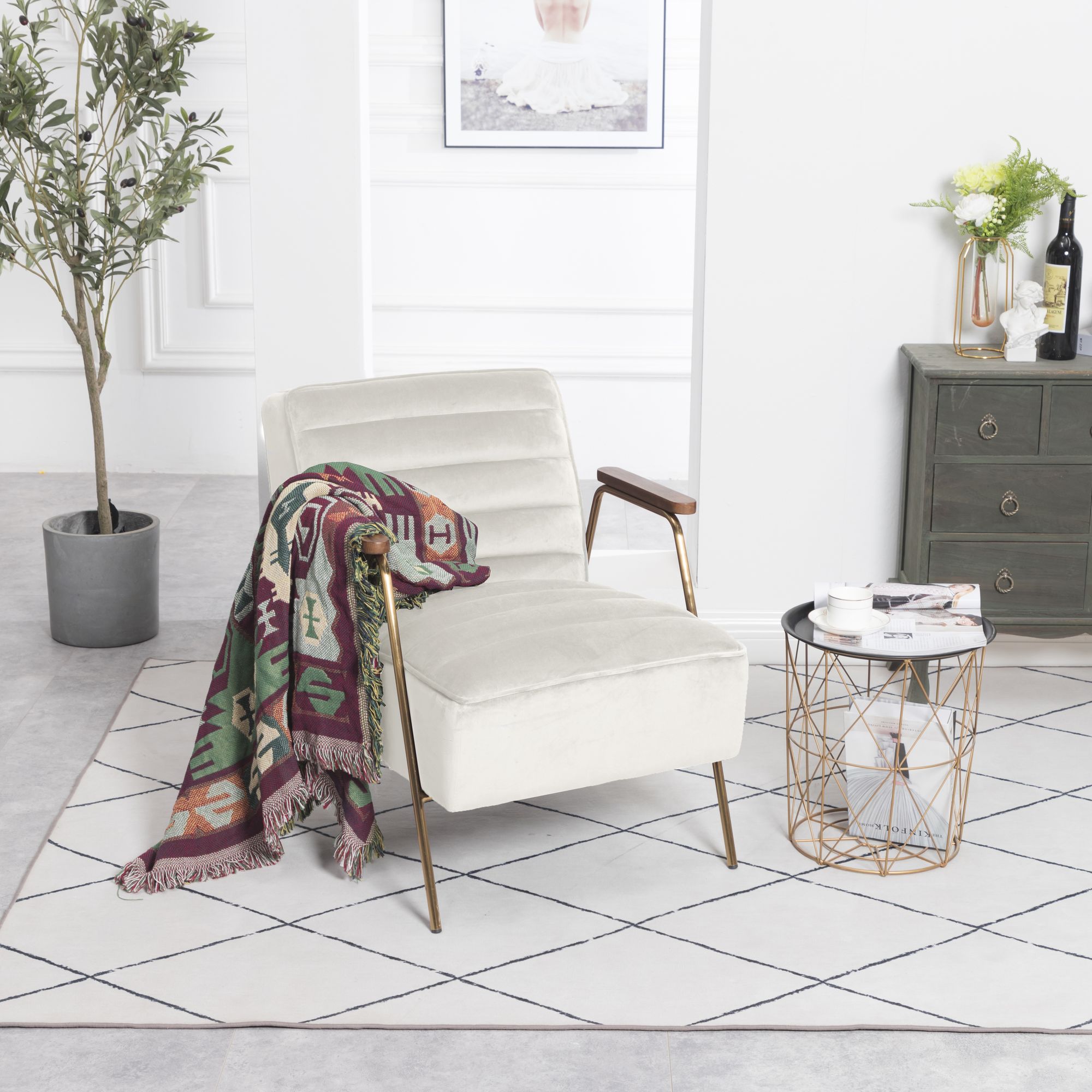 Woodford Velvet Accent Chair