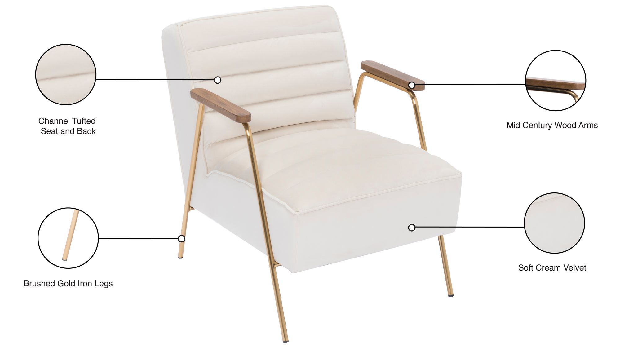 Woodford Velvet Accent Chair