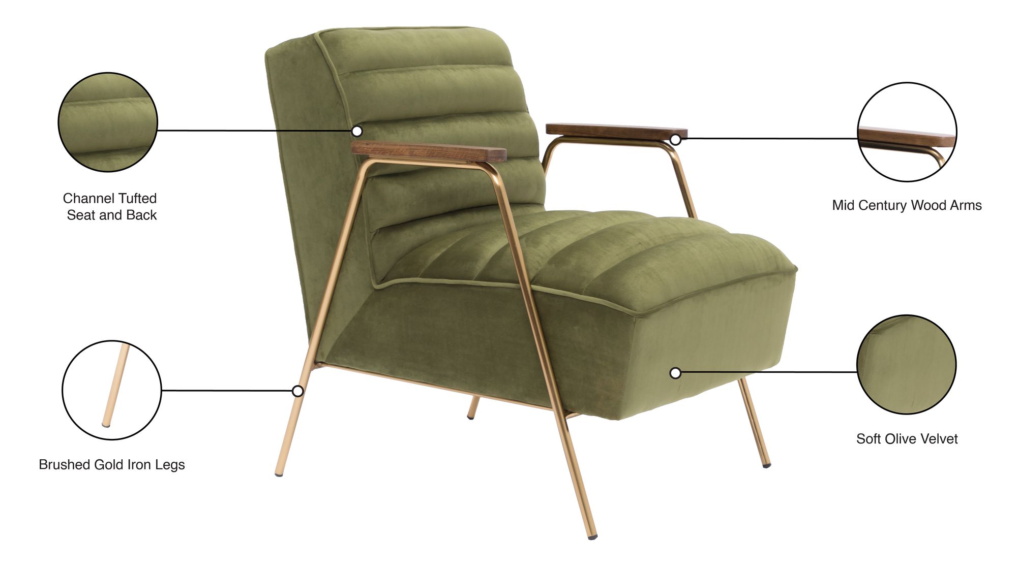Woodford Velvet Accent Chair