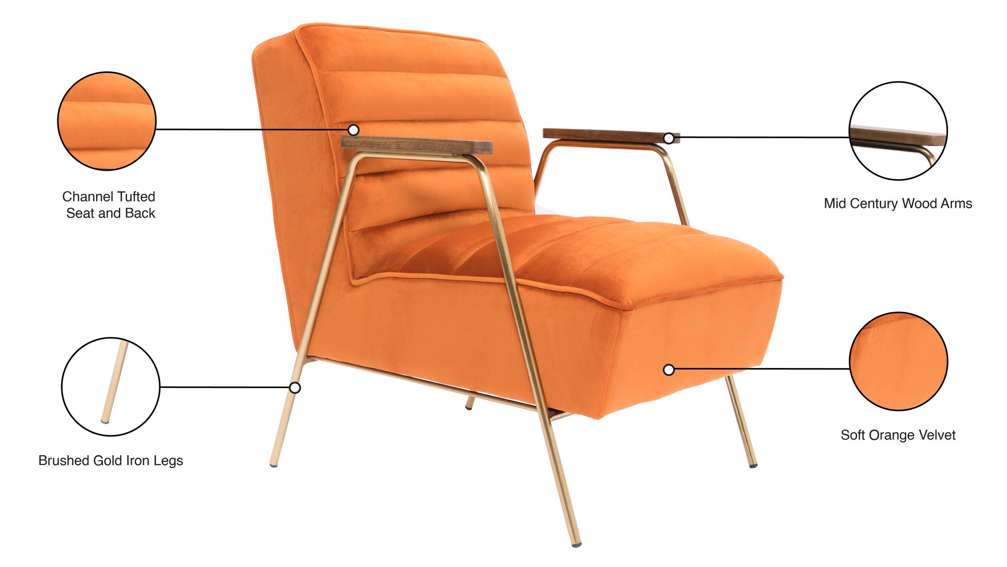 Woodford Velvet Accent Chair