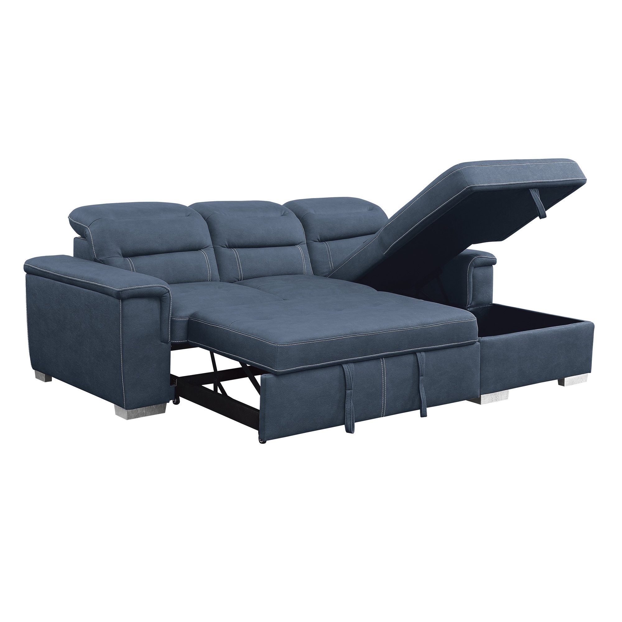 Alfio Microfiber Sectional with Pull-out Bed and Hidden Storage