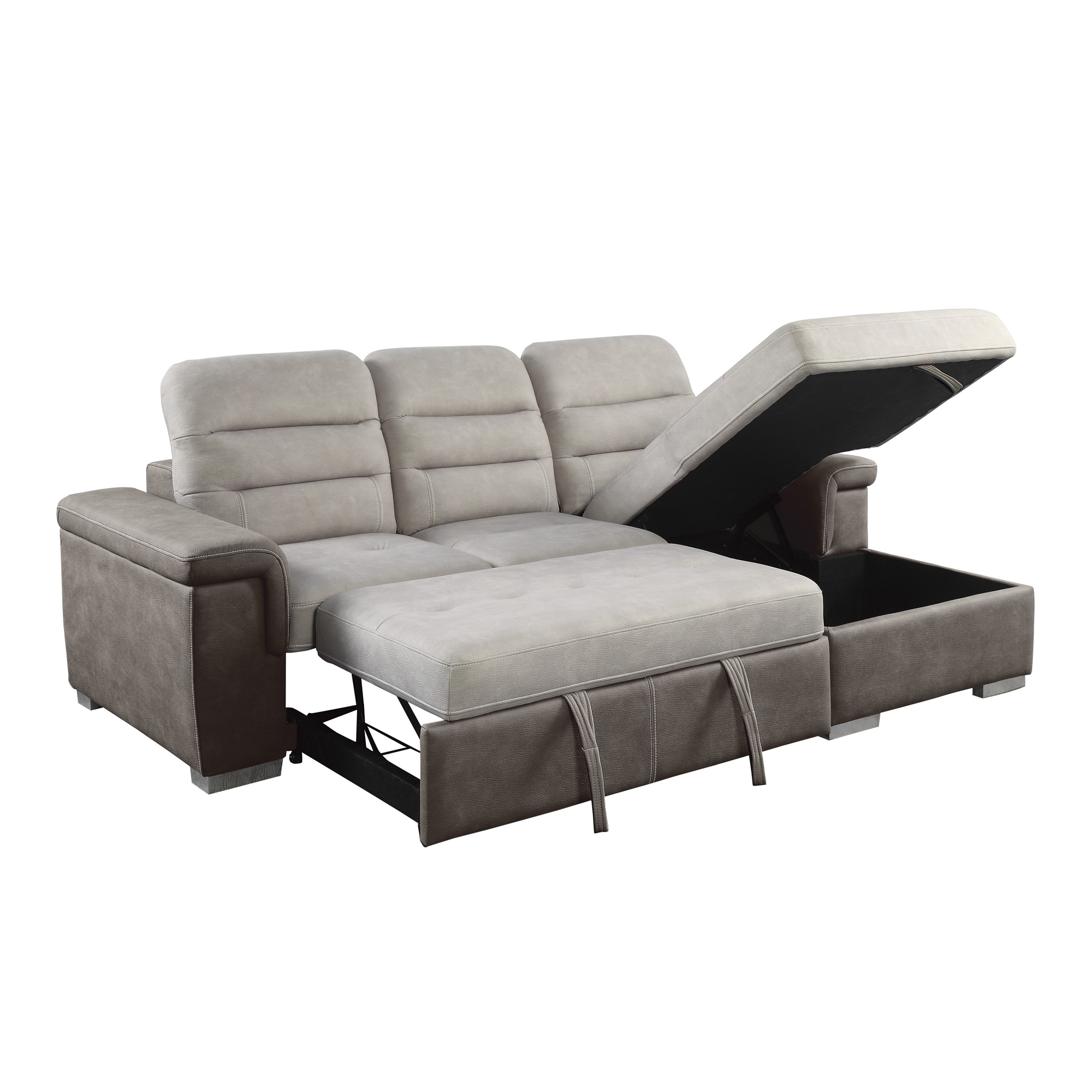 Alfio Microfiber Sectional with Pull-out Bed and Hidden Storage