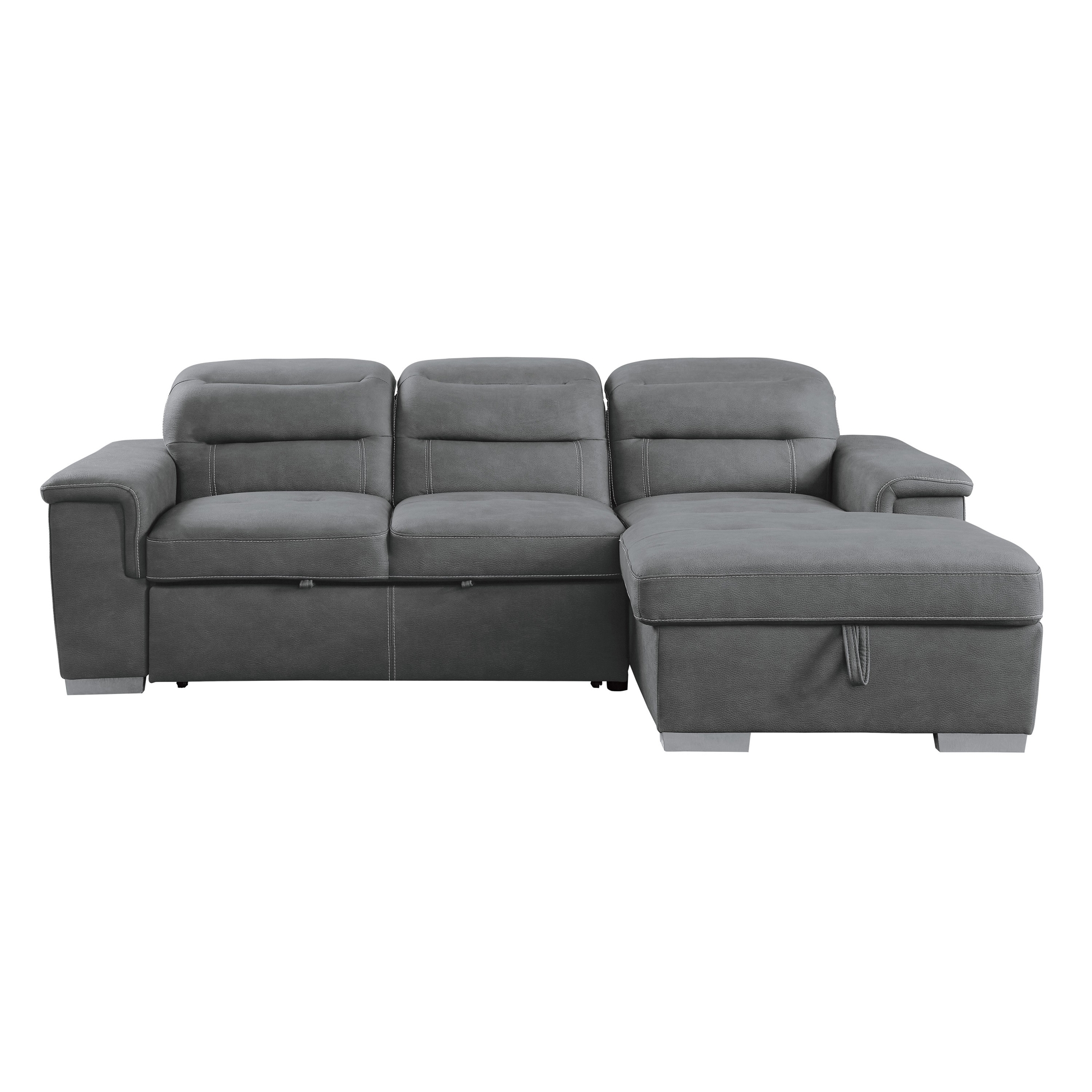Alfio Microfiber Sectional with Pull-out Bed and Hidden Storage