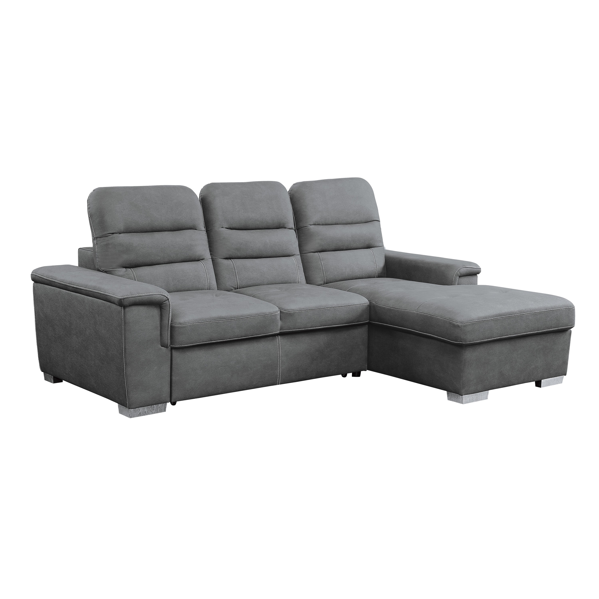 Alfio Microfiber Sectional with Pull-out Bed and Hidden Storage