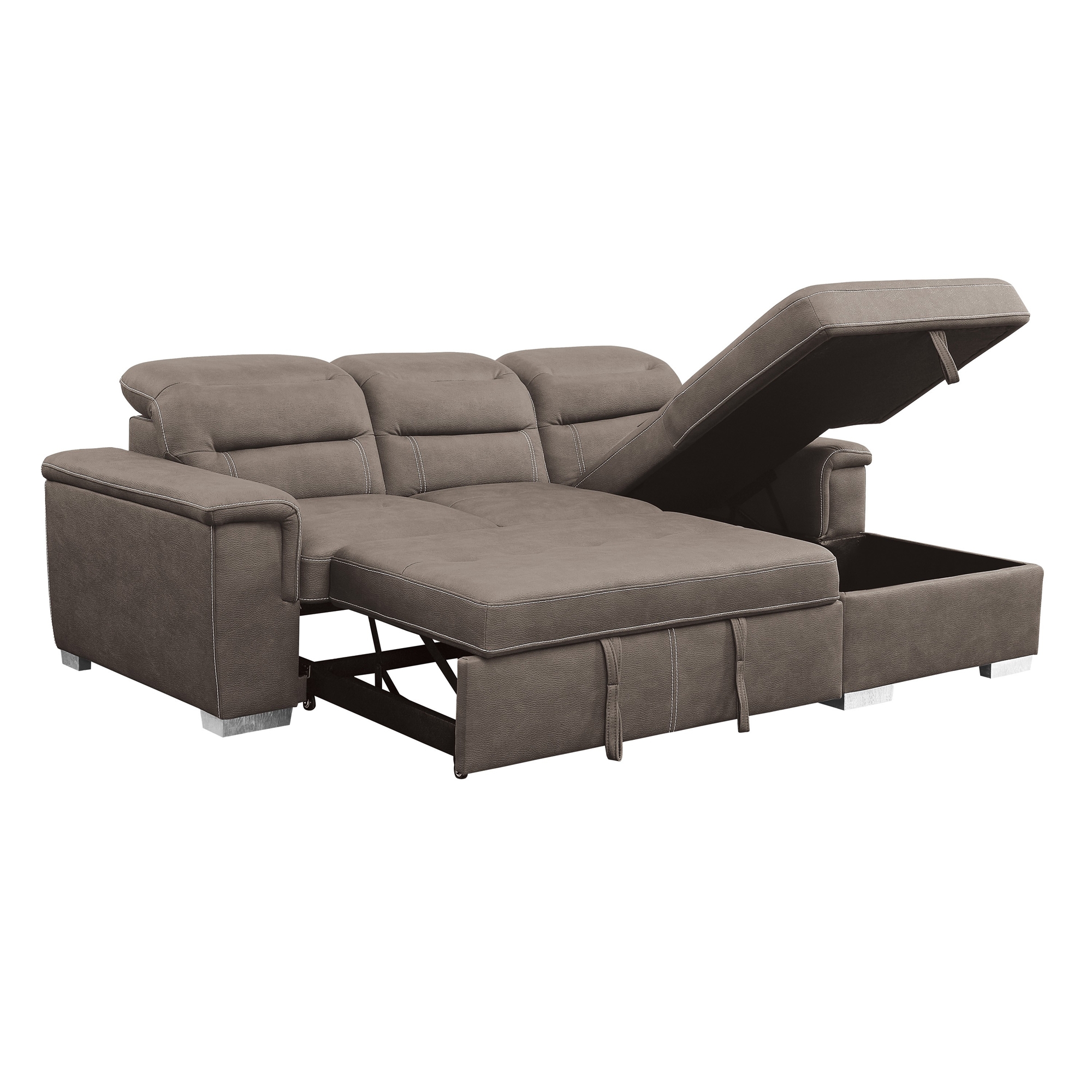 Alfio Microfiber Sectional with Pull-out Bed and Hidden Storage