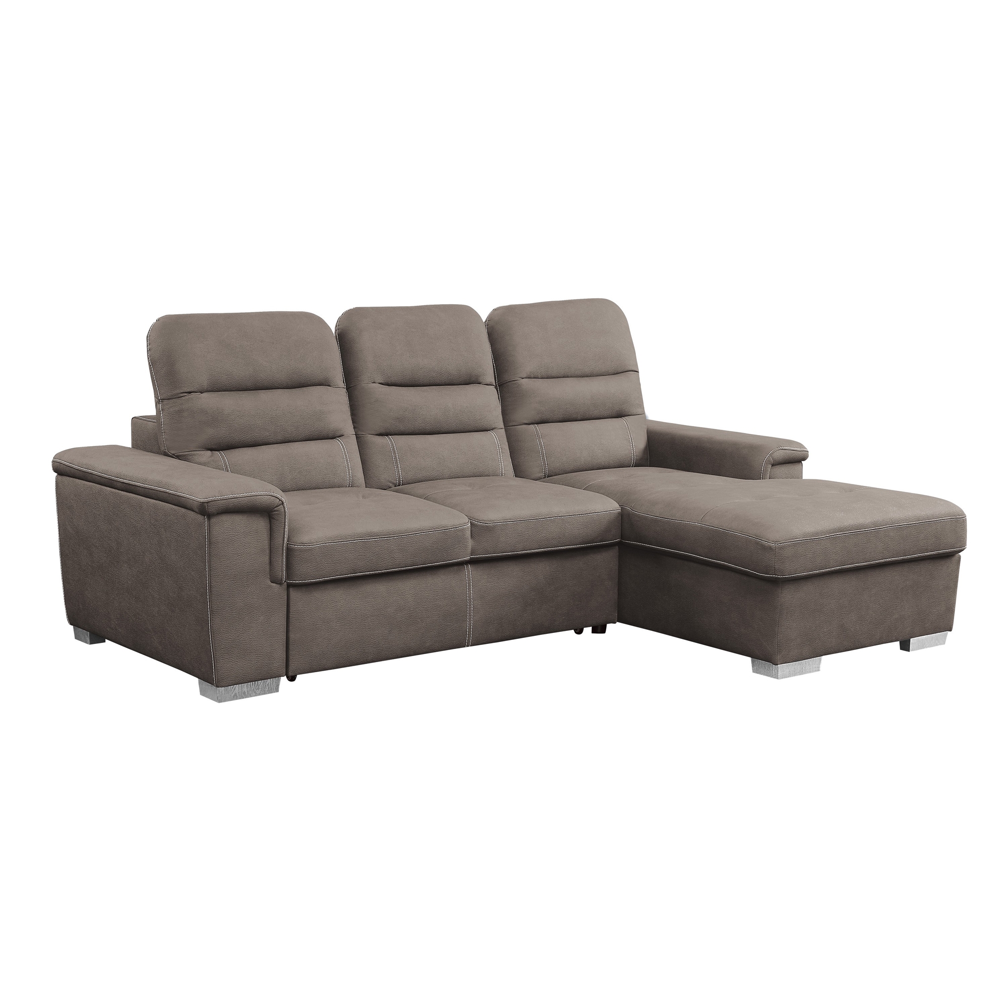 Alfio Microfiber Sectional with Pull-out Bed and Hidden Storage
