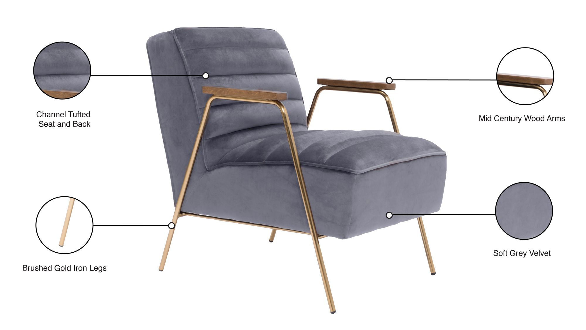 Woodford Velvet Accent Chair