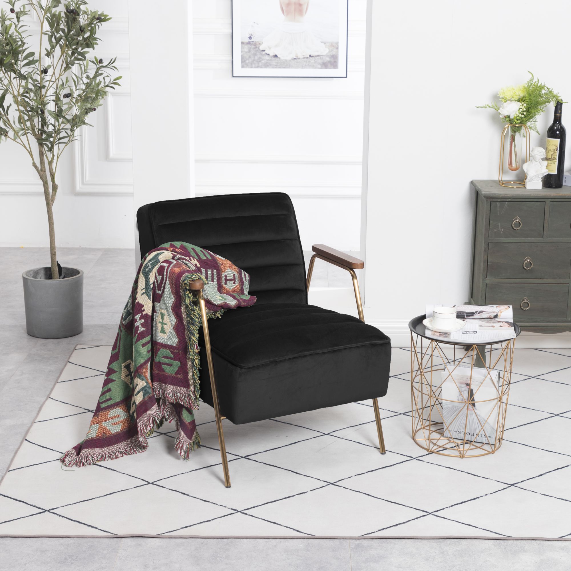 Woodford Velvet Accent Chair