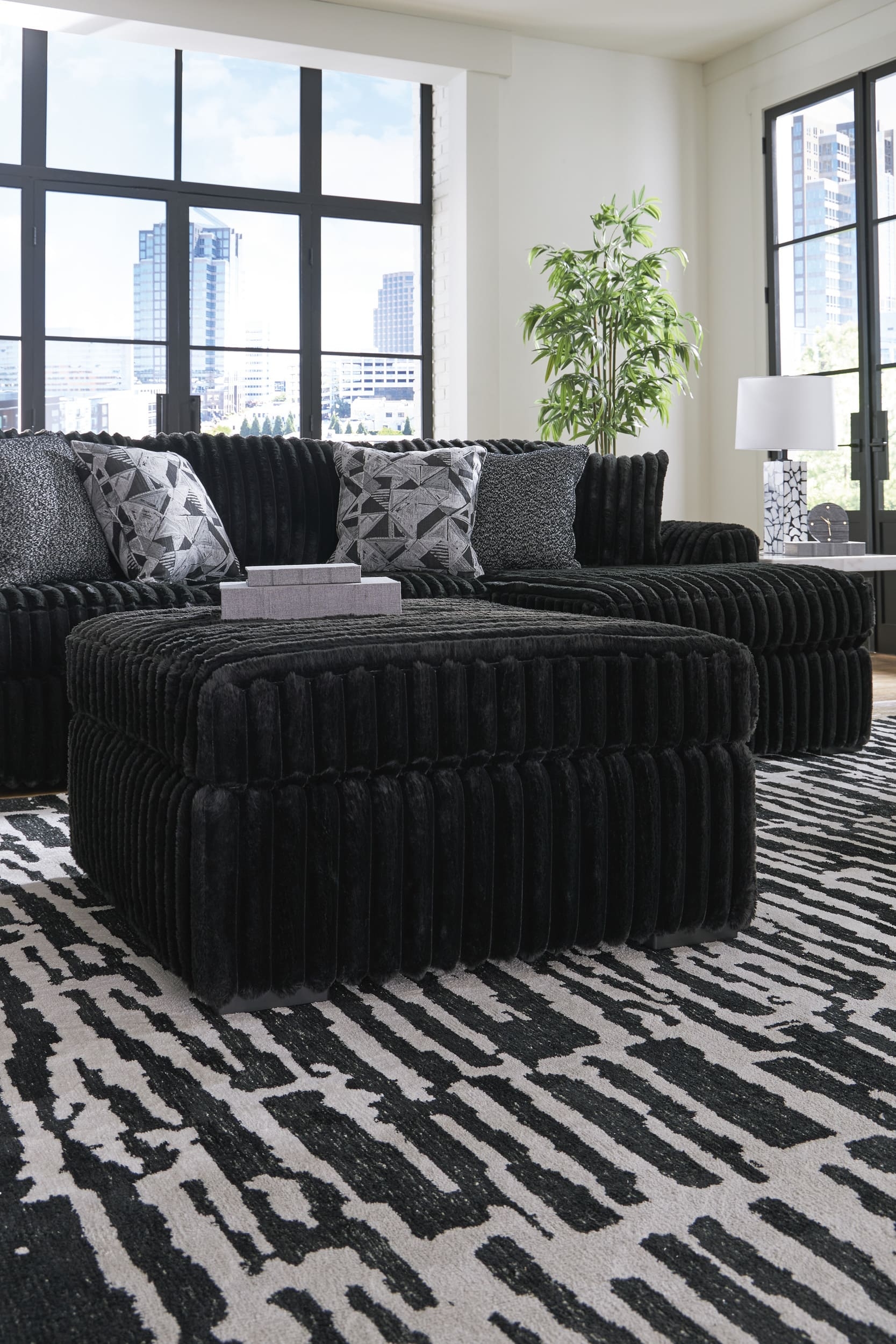 Ashley Midnight-Madness Sofa And Oversized Accent Ottoman