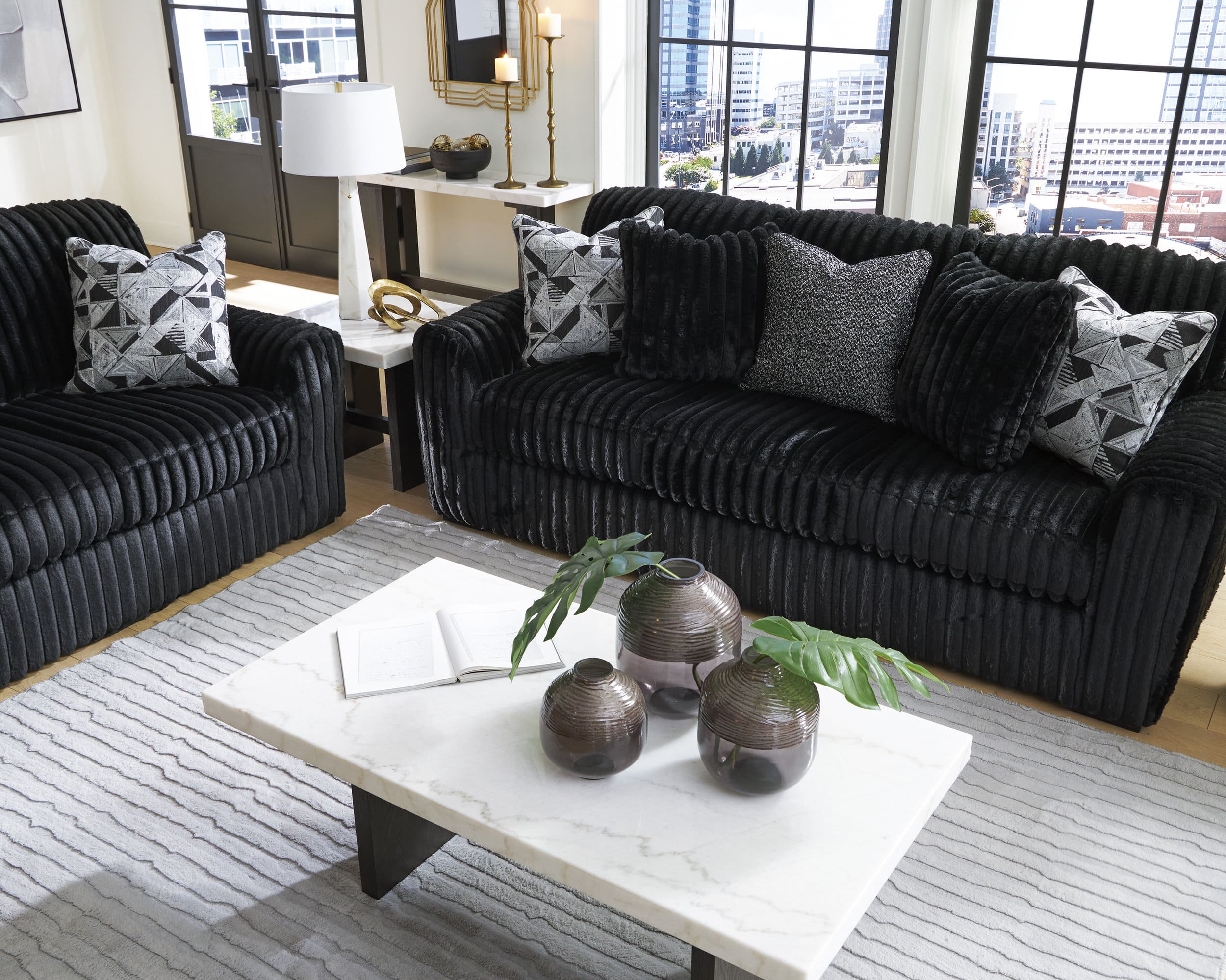 Midnight-Madness Polyester Living Room Set