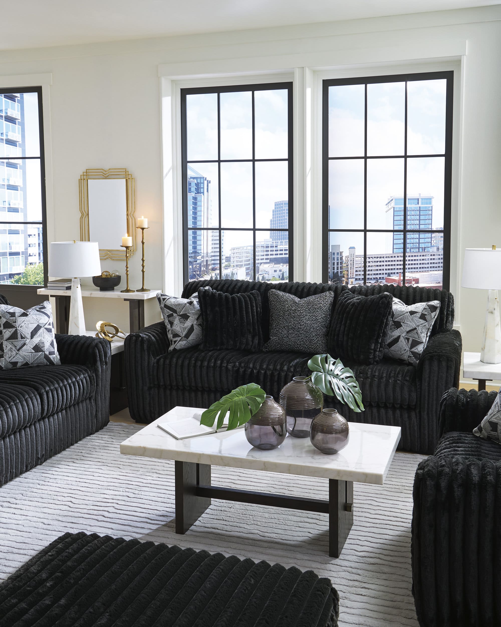 Midnight-Madness Polyester Living Room Set