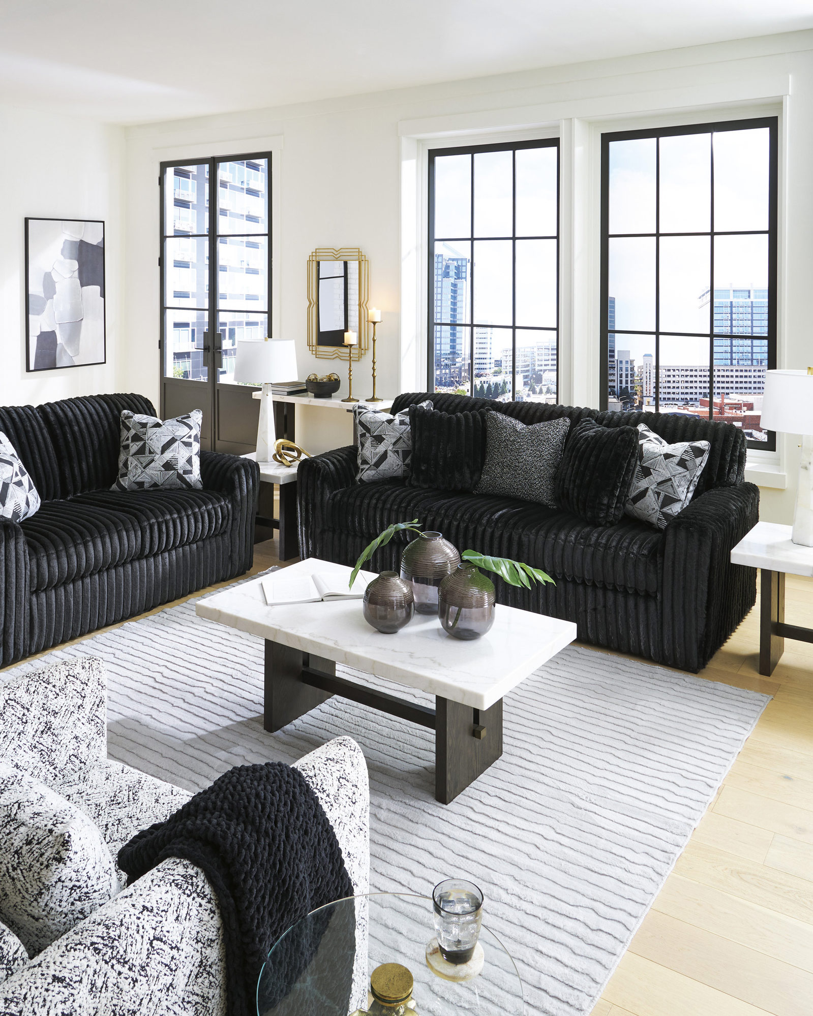 Midnight-Madness Polyester Living Room Set