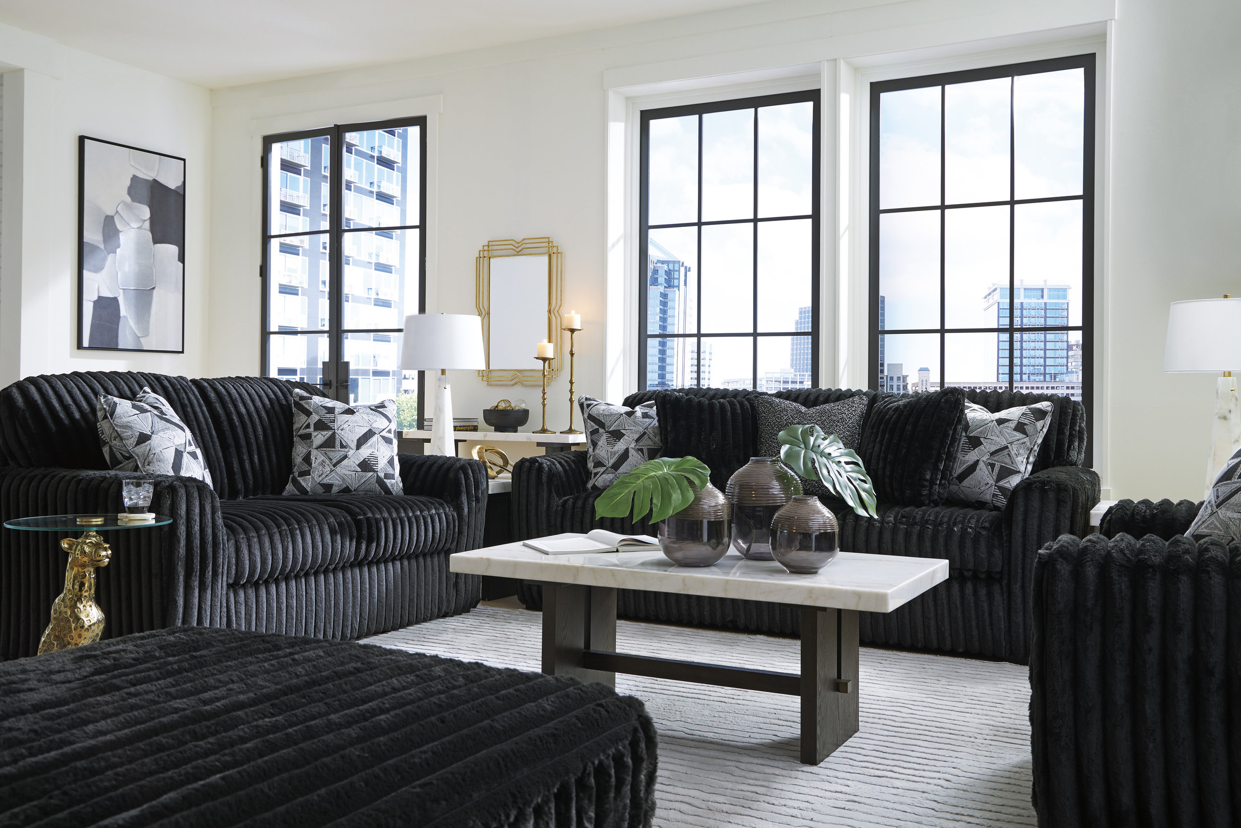 Midnight-Madness Polyester Living Room Set